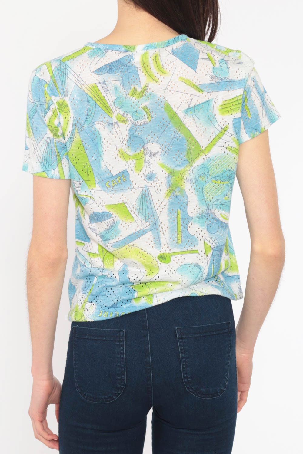 70s French Patisserie Ice Cream Graphic T-Shirt Cutout Small