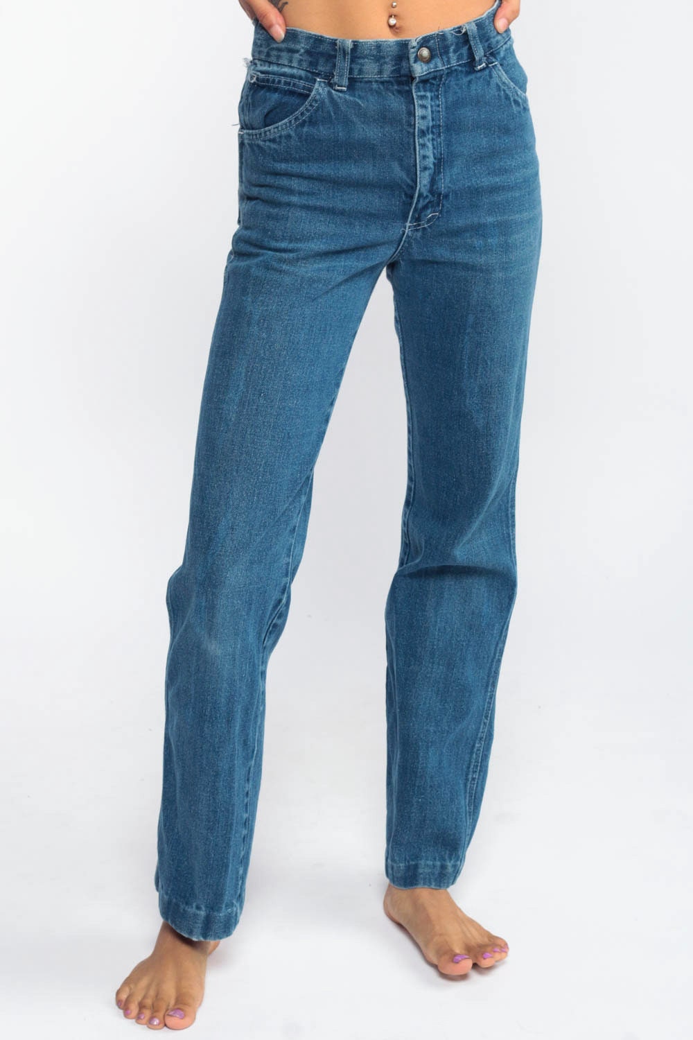 70s Body Lingo High Waist Tapered Jeans Blue Denim XXS