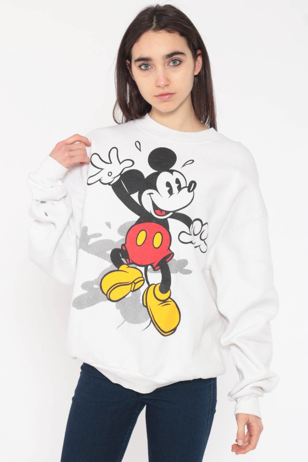 90s Mickey Mouse Disney Sweatshirt White Graphic Crewneck Medium Large