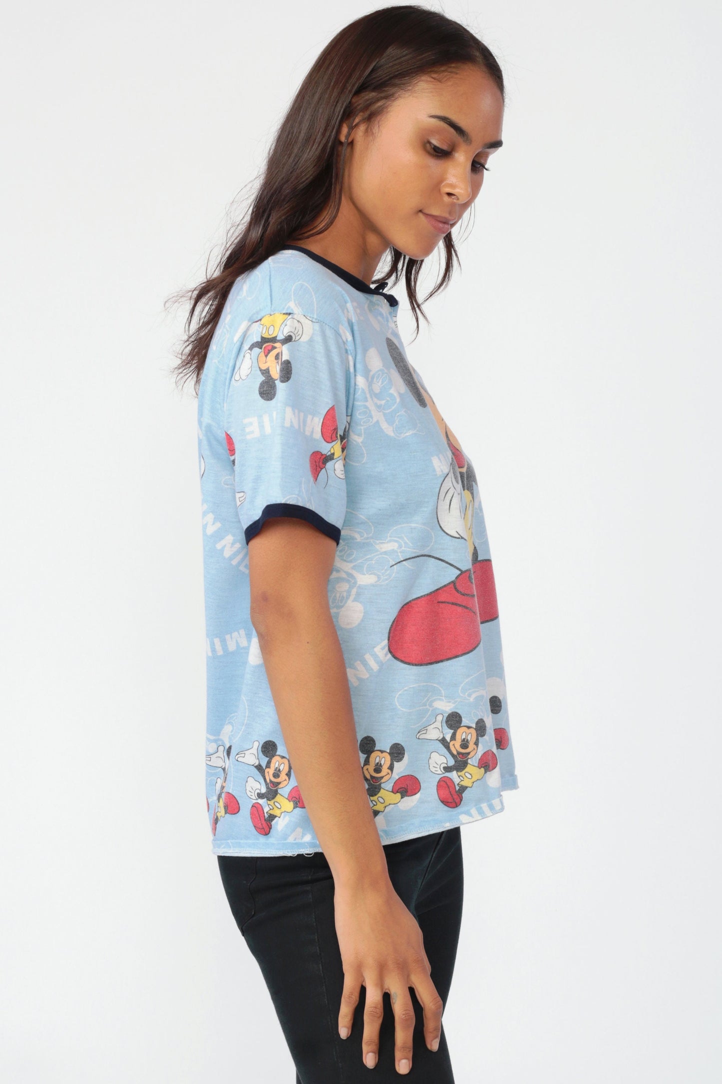90s Mickey Mouse Disney Ringer T-Shirt Graphic Tee Small