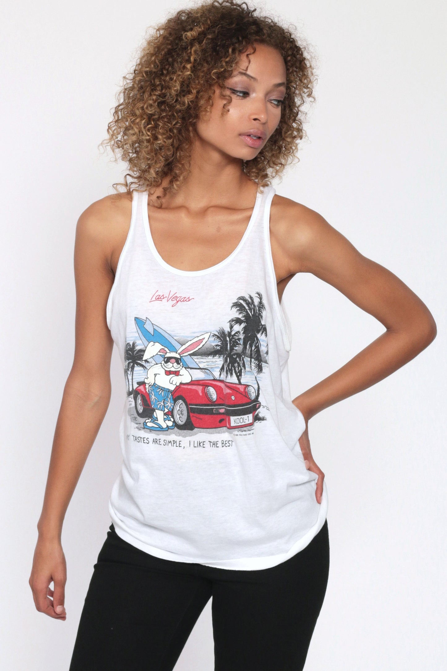 80s Las Vegas Bunny Tank Top "I Like The Best" Graphic Tee Small Medium