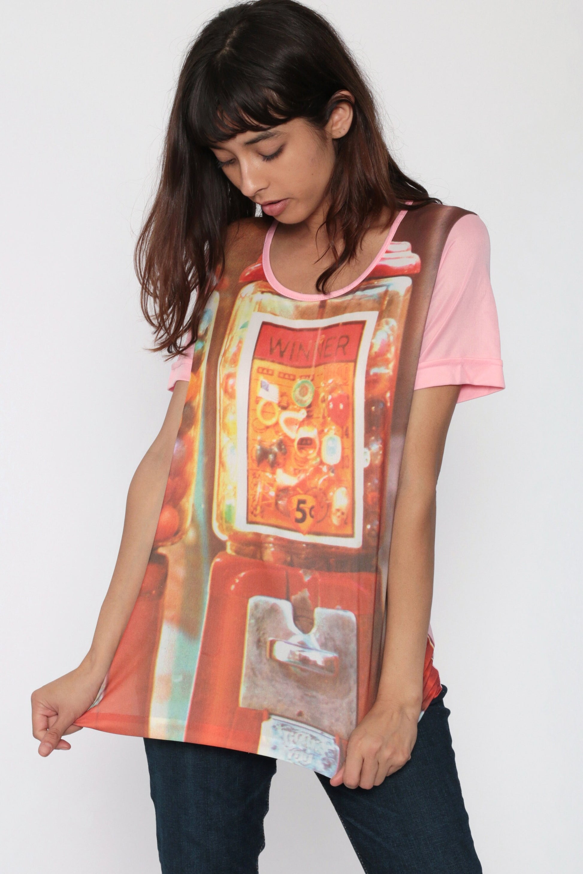1980s Gumball Machine Graphic T-Shirt Baby Pink Medium Large