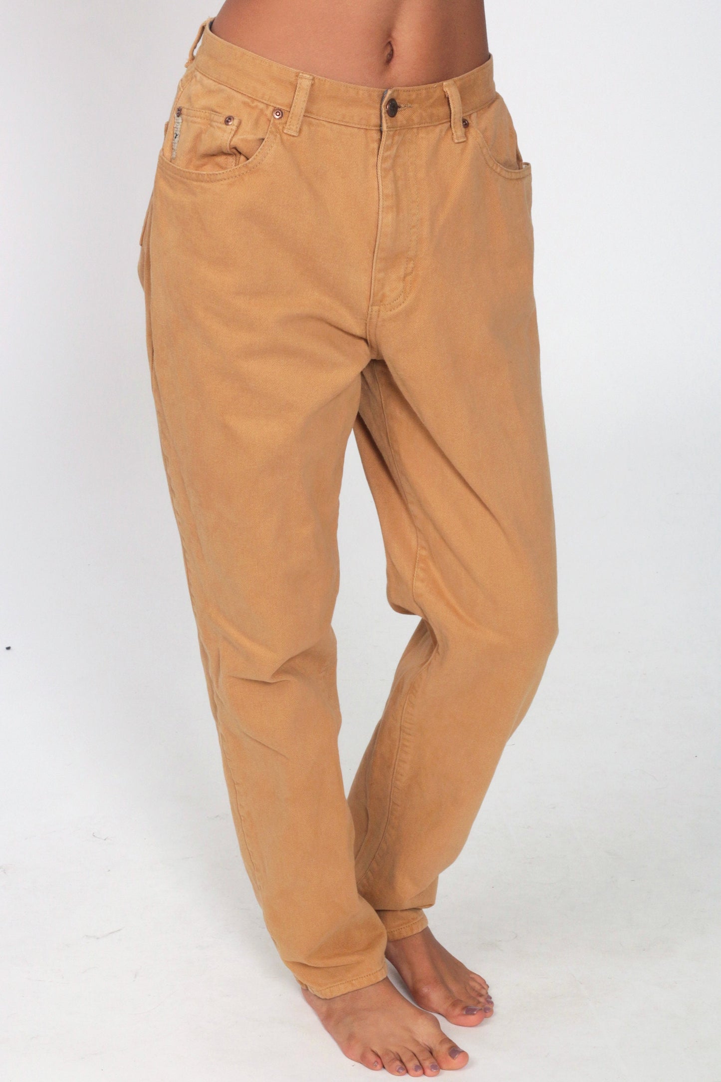 90s Crazy Horse Legend Khaki High-Waist Straight Jeans Cotton Medium