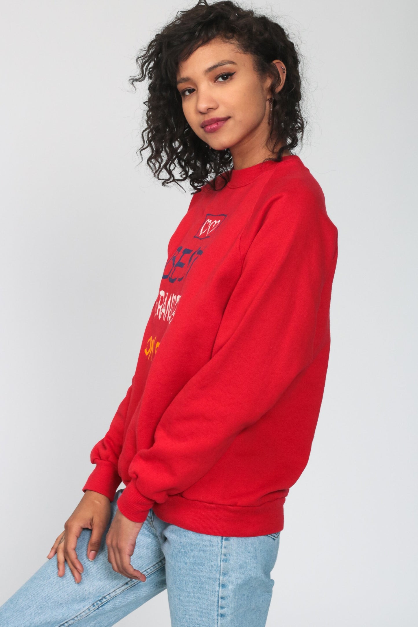 80s Best Grandpa On Earth Raglan Sweatshirt Red Graphic Crewneck Medium