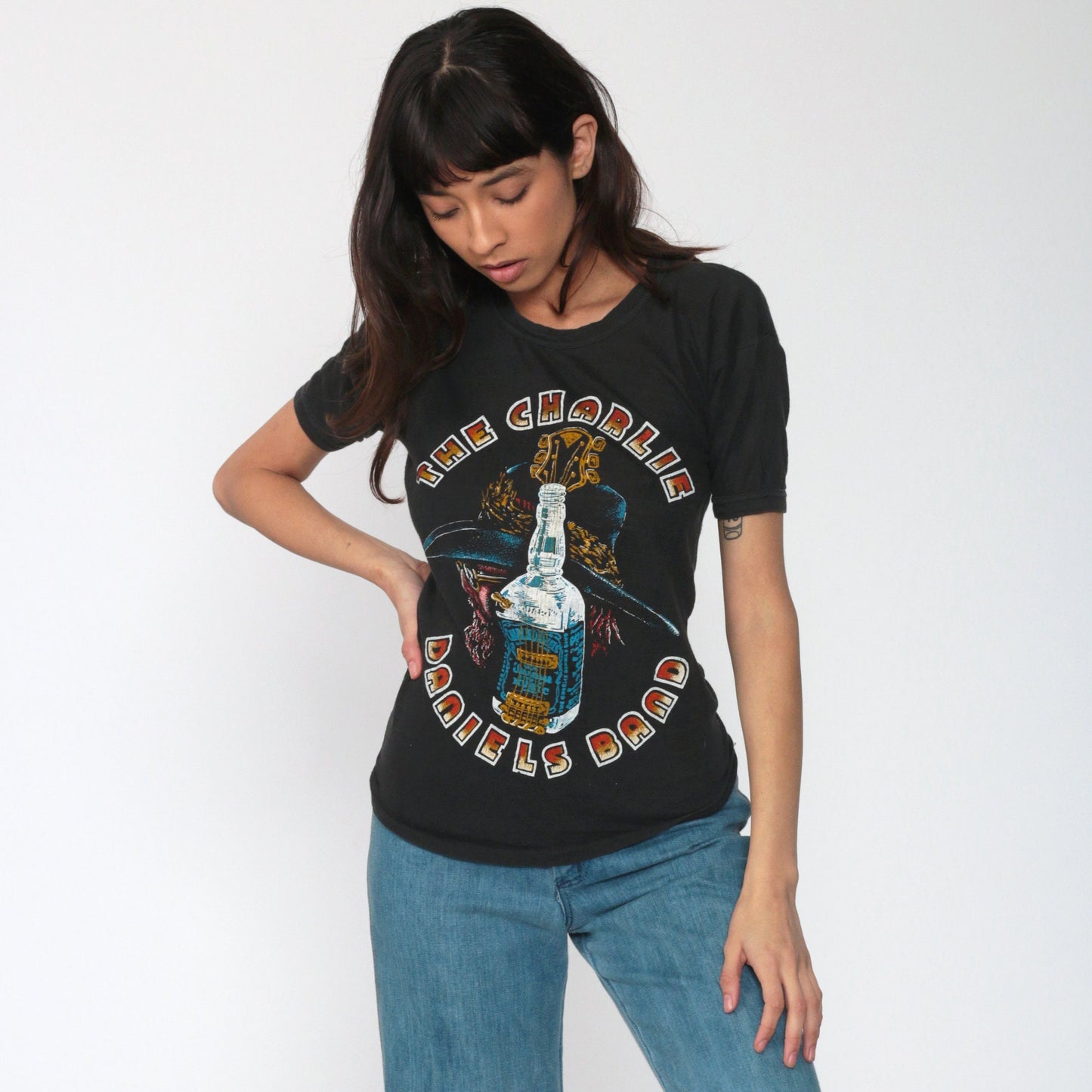 Charlie Daniels Band 70s Concert Tee Black Single Stitch Small