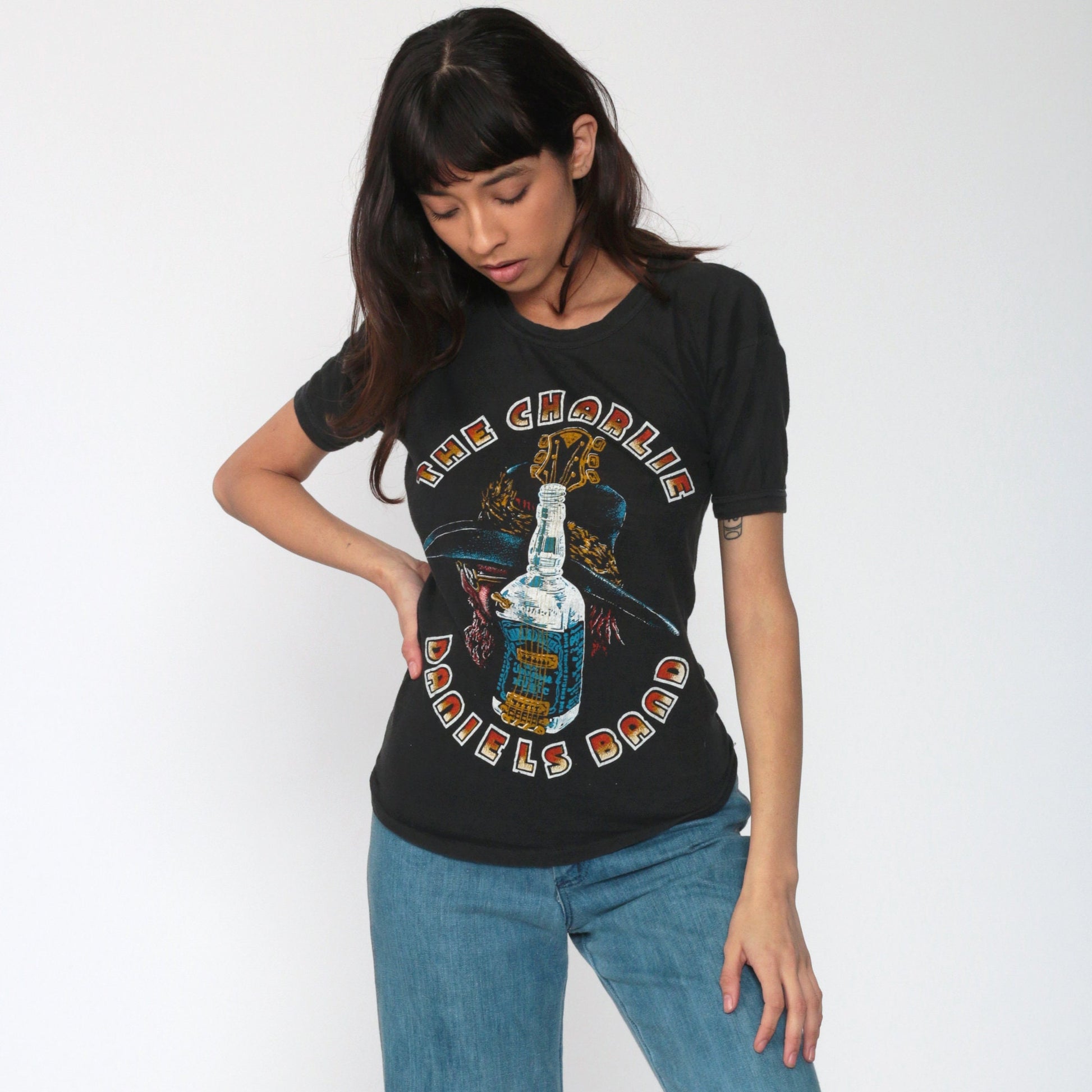 Charlie Daniels Band 70s Concert Tee Black Single Stitch Small
