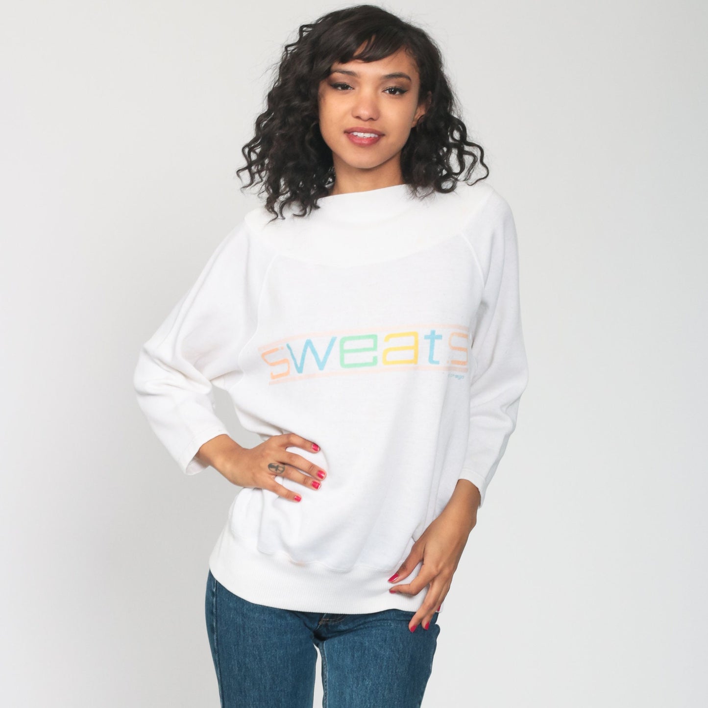 80s Sweats Slogan Graphic Sweatshirt Neon Crewneck Medium