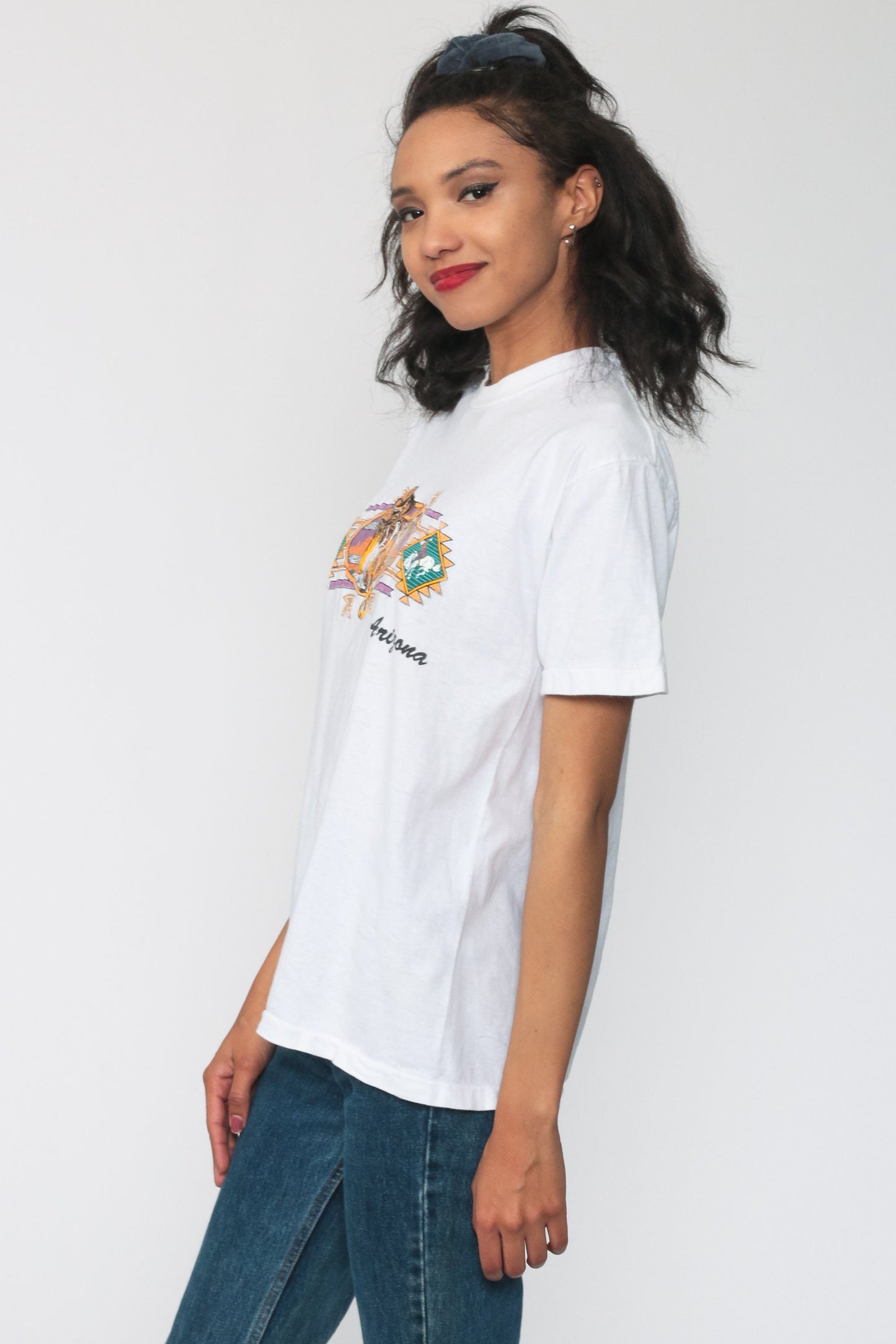 80s Arizona Cowboy Saddle Graphic T-Shirt Western Boot Print Small