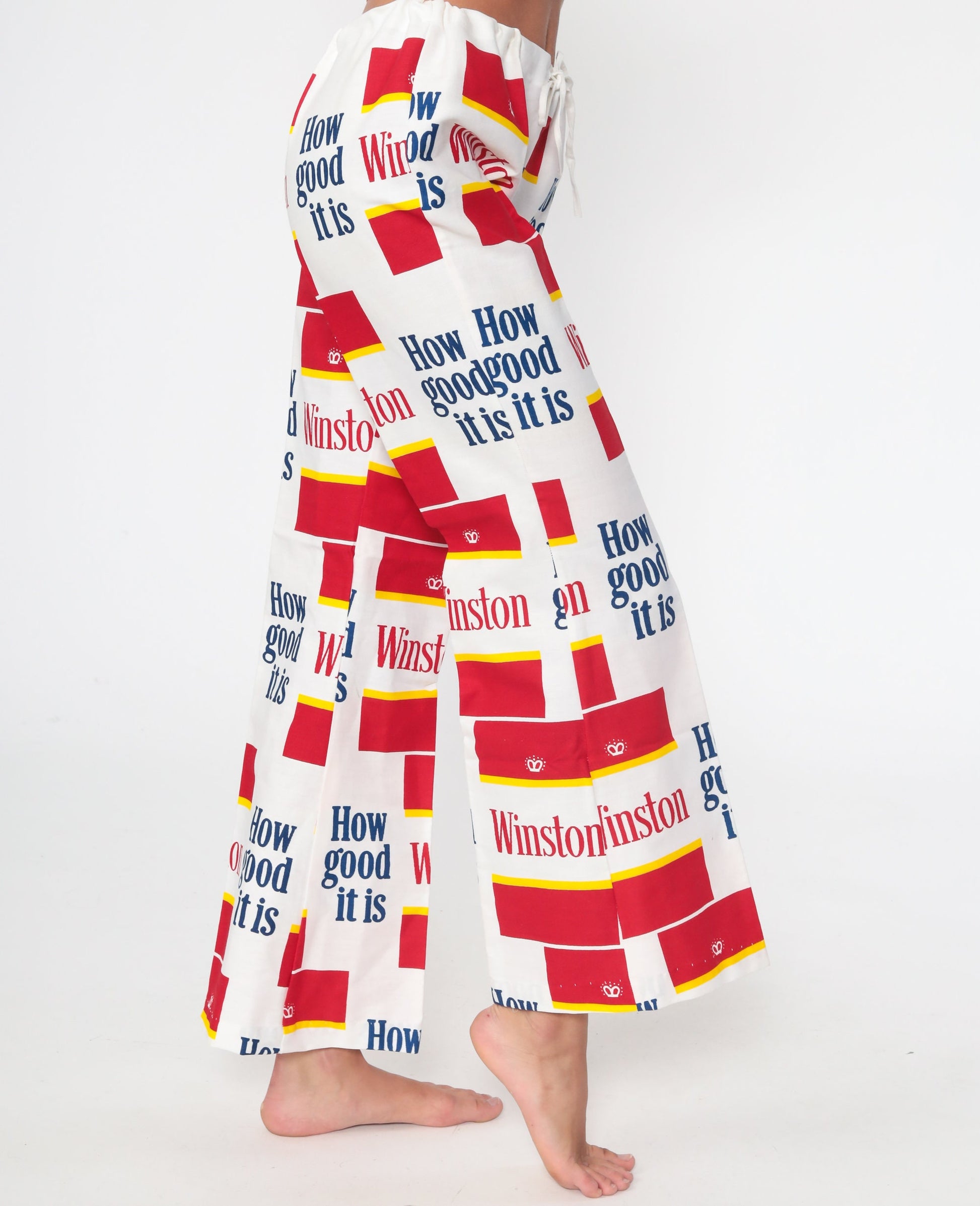 70s Winston Cigarettes Bell Bottom Pants High Waisted Cotton Medium