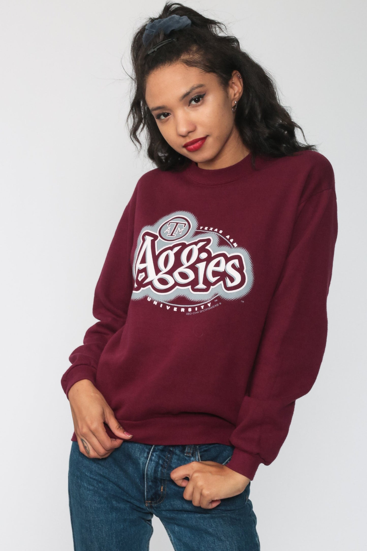 90s Texas A&M University Aggies Sweatshirt Burgundy Crewneck Small