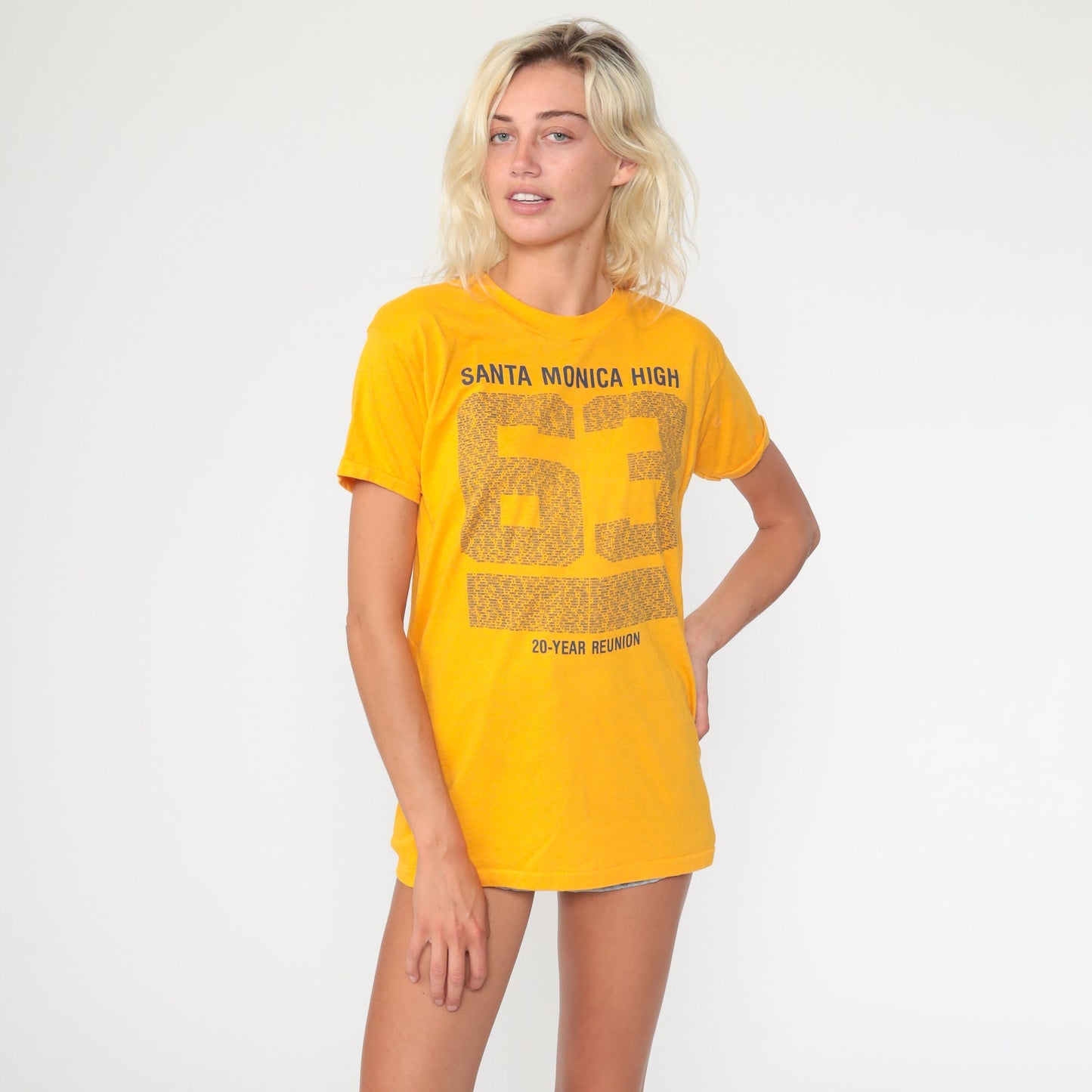 80s Santa Monica High School Reunion Tee Class of 1963 Graphic T-Shirt Small