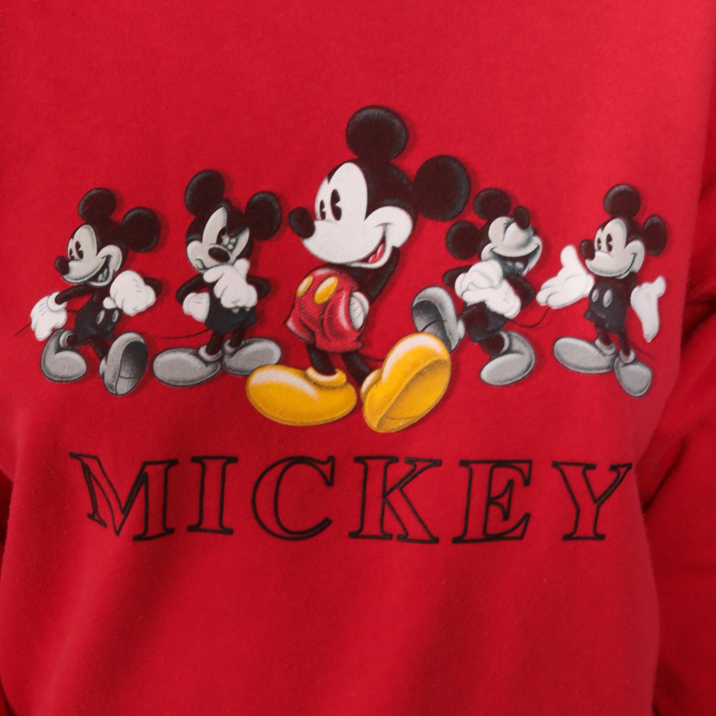 90s Disney Mickey Mouse Sweatshirt Red Crewneck Graphic Medium