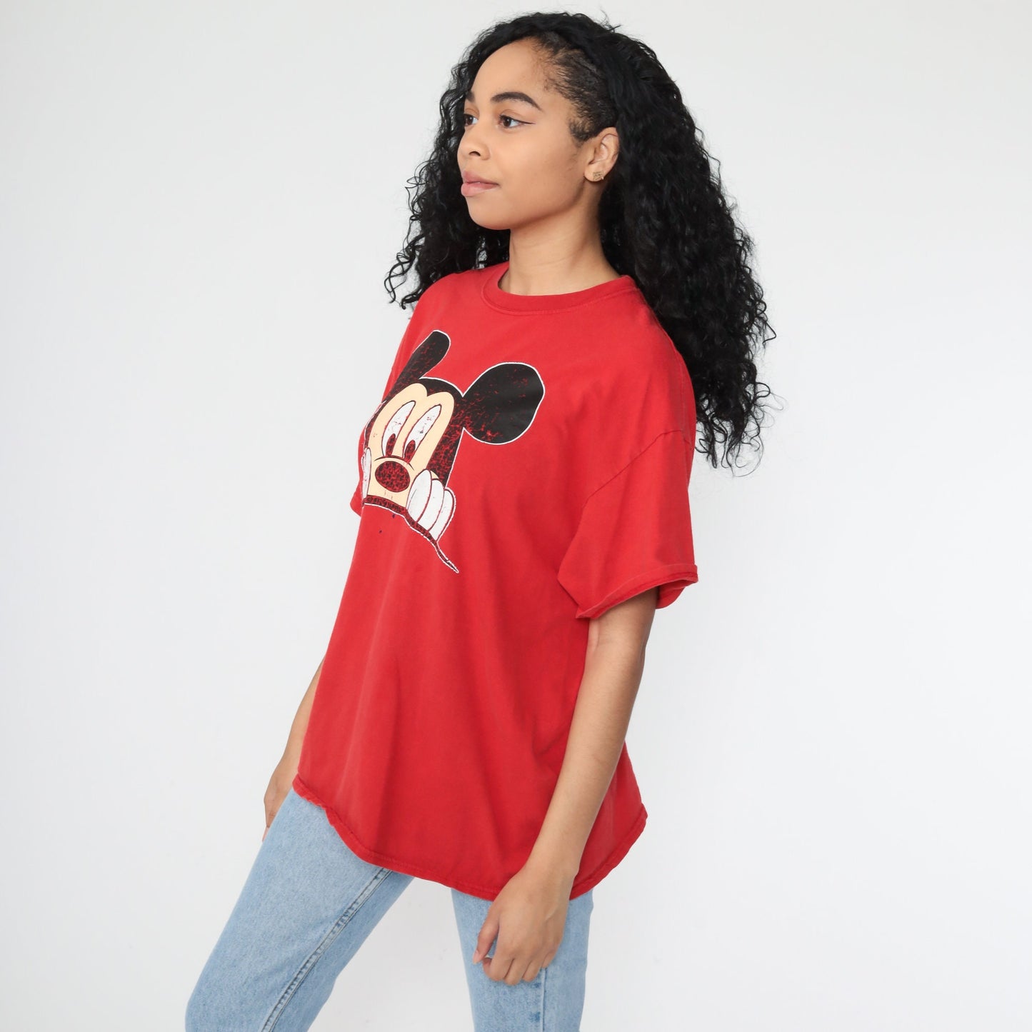 80s Mickey Mouse Walt Disney Graphic T-Shirt Red Medium Large