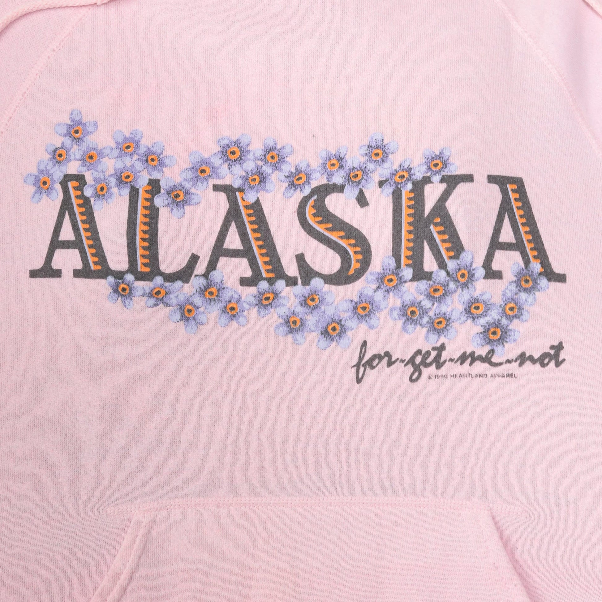 90s Alaska Forget Me Not Hoodie Pink Floral Graphic Sweatshirt Medium