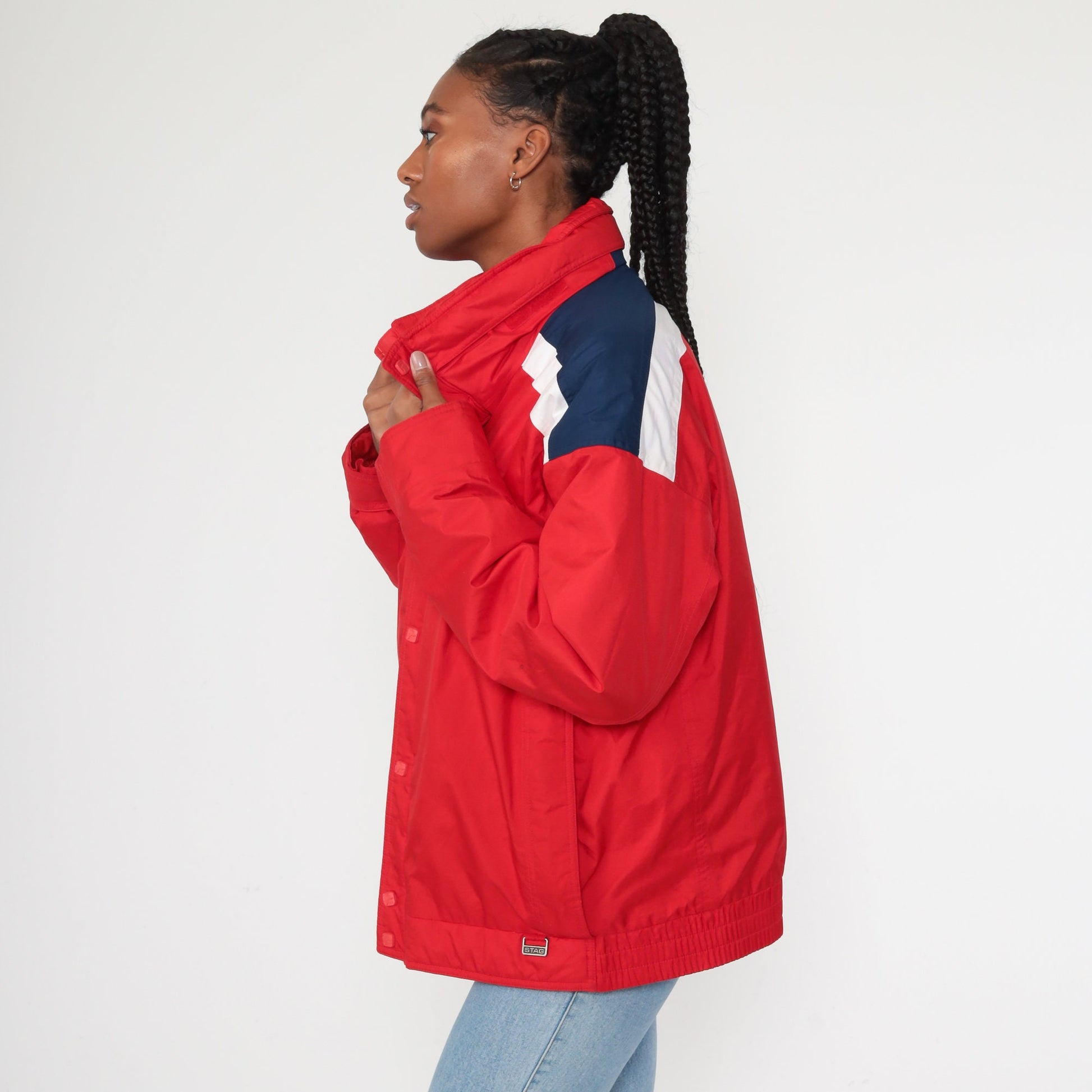80s White Stag Puffer Ski Jacket Red Striped Goretex Zip Lining Extra Large XXL