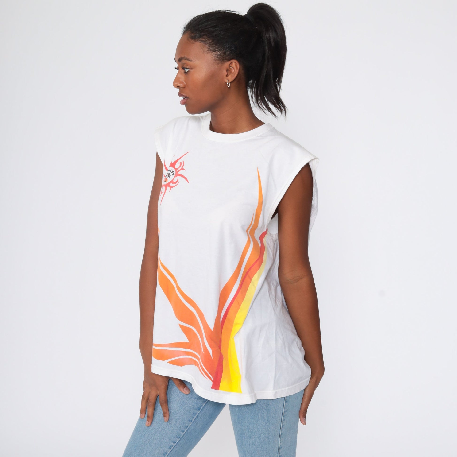 80s Malibu Rum Bird of Paradise Floral Graphic T-Shirt Extra Large XL