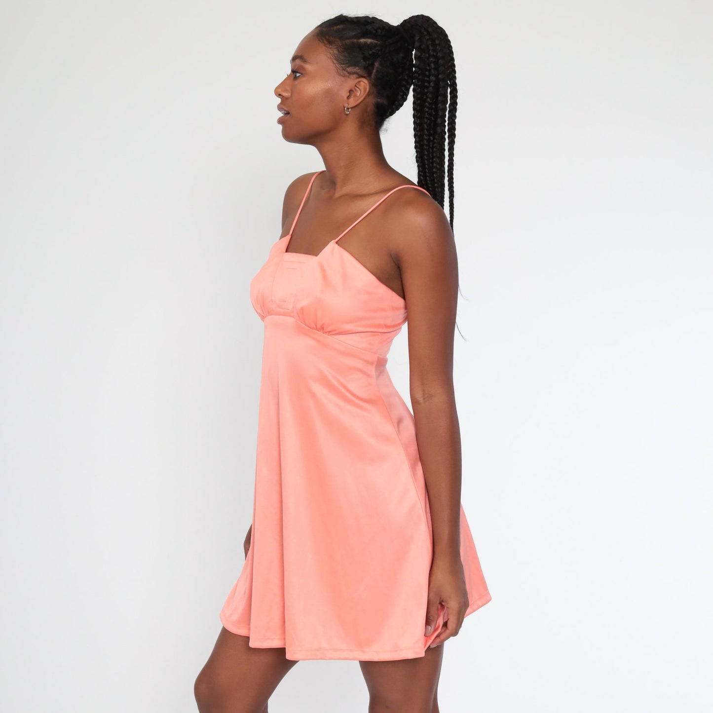 70s Peach Disco Dress with Matching Jacket Grecian Spaghetti Strap Mini Small
