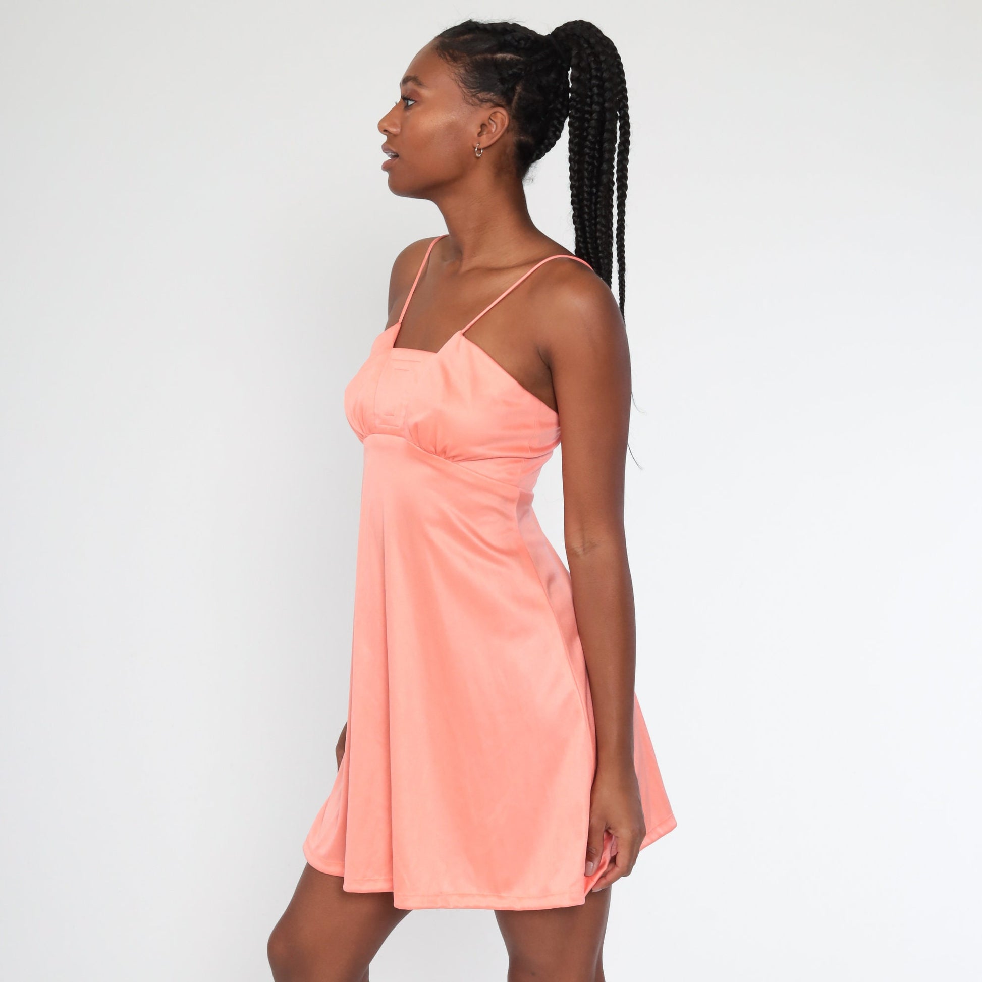 70s Peach Disco Dress with Matching Jacket Grecian Spaghetti Strap Mini Small