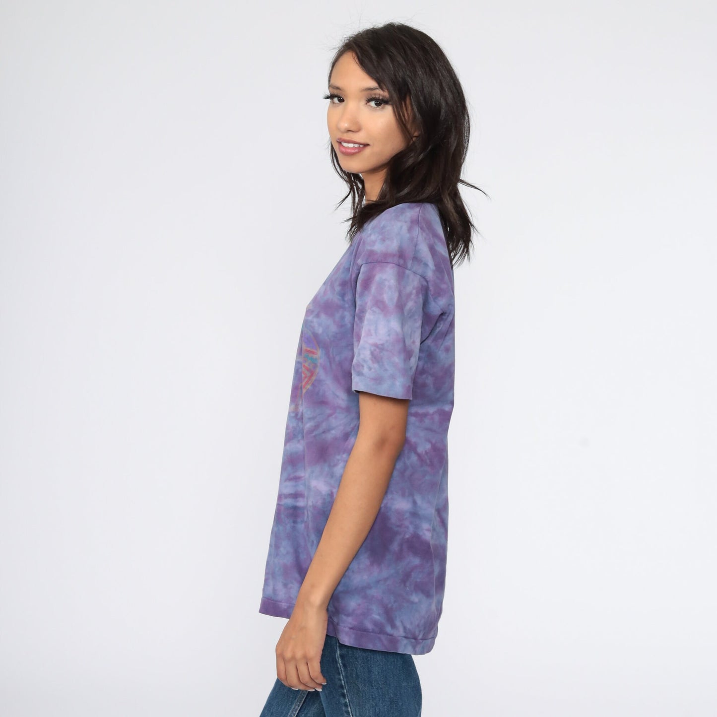 80s Kokopelli Tie Dye T-Shirt Purple Southwestern Graphic Cotton Medium