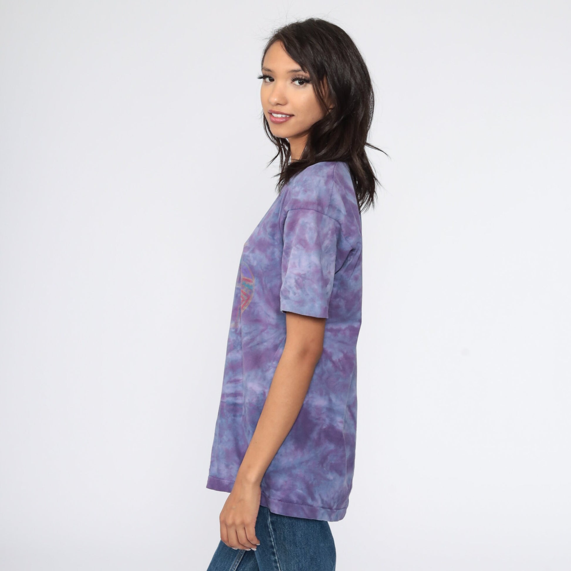 80s Kokopelli Tie Dye T-Shirt Purple Southwestern Graphic Cotton Medium
