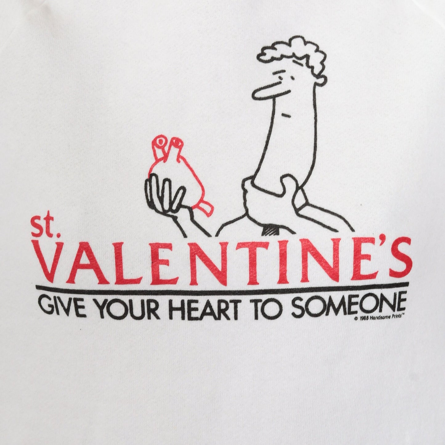 80s St. Valentine's Heart Graphic Sweatshirt Raglan Pullover Small