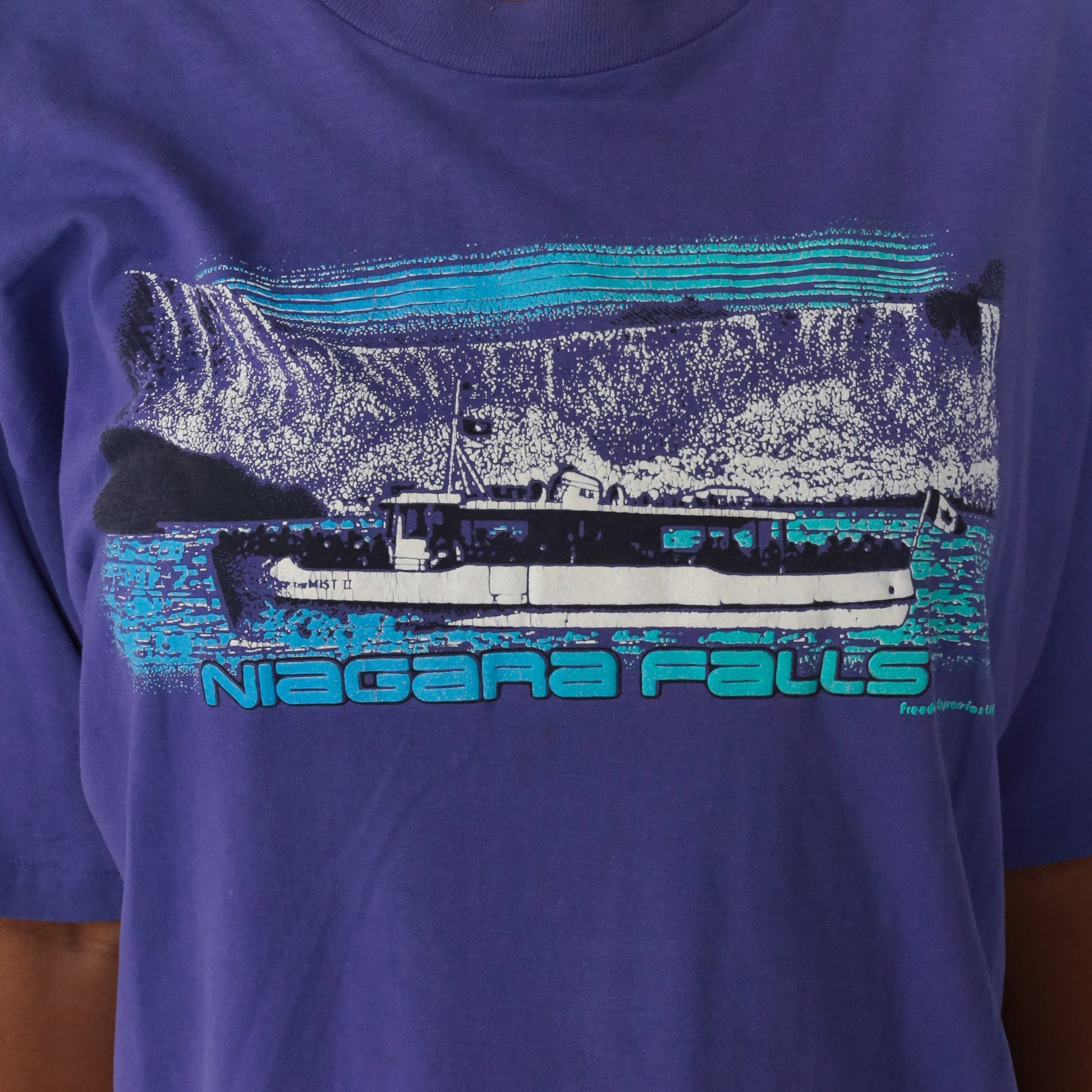 80s Niagara Falls Graphic T-Shirt Purple Distressed Large