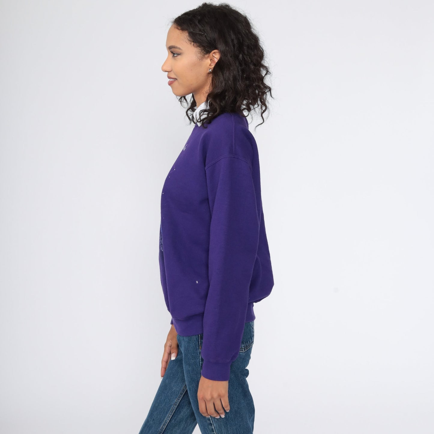 80s Polar Bear Alaska Graphic Sweatshirt Purple Crewneck Small