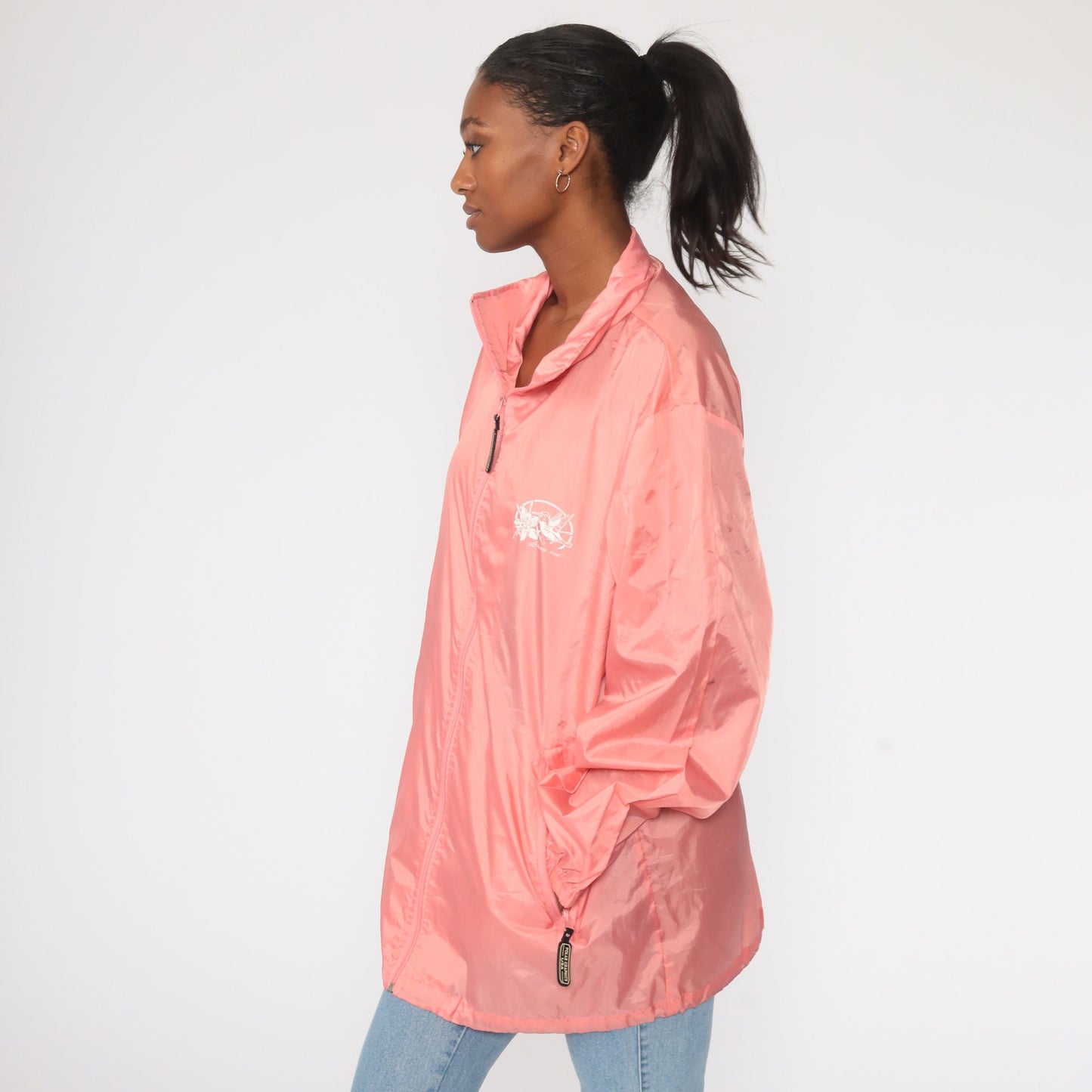 00s Pink Steamboat Colorado Hummingbird Windbreaker Jacket Large