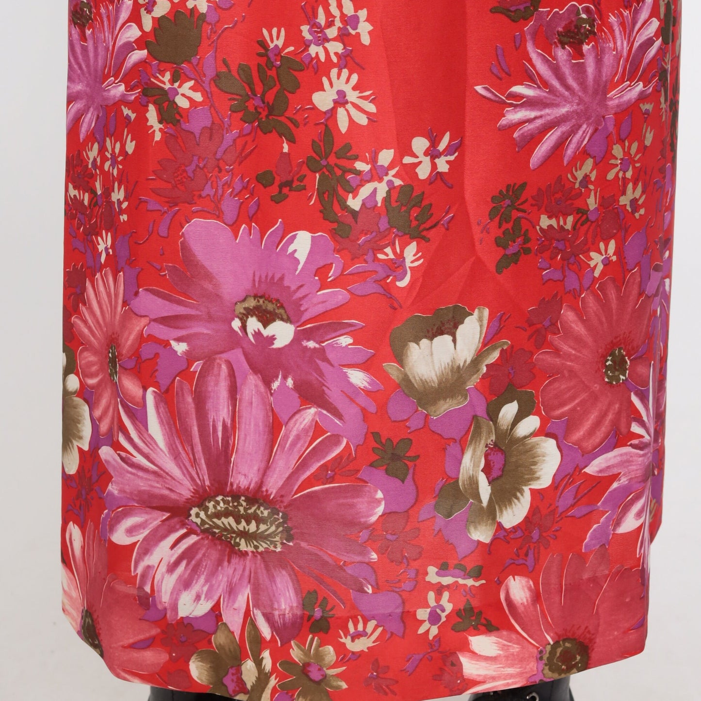 70s Floral Maxi Sundress Smocked Waist Spaghetti Strap Red Extra Small