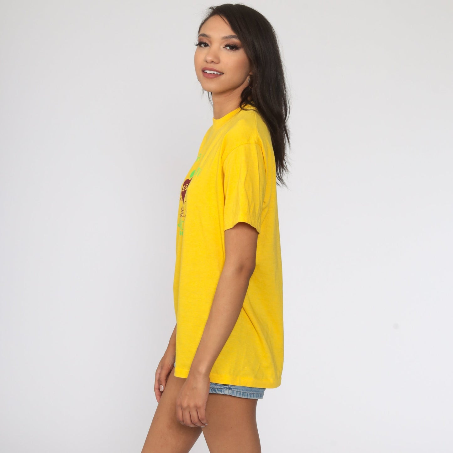 80s Loma Linda Running Graphic T-Shirt Yellow Single Stitch Medium
