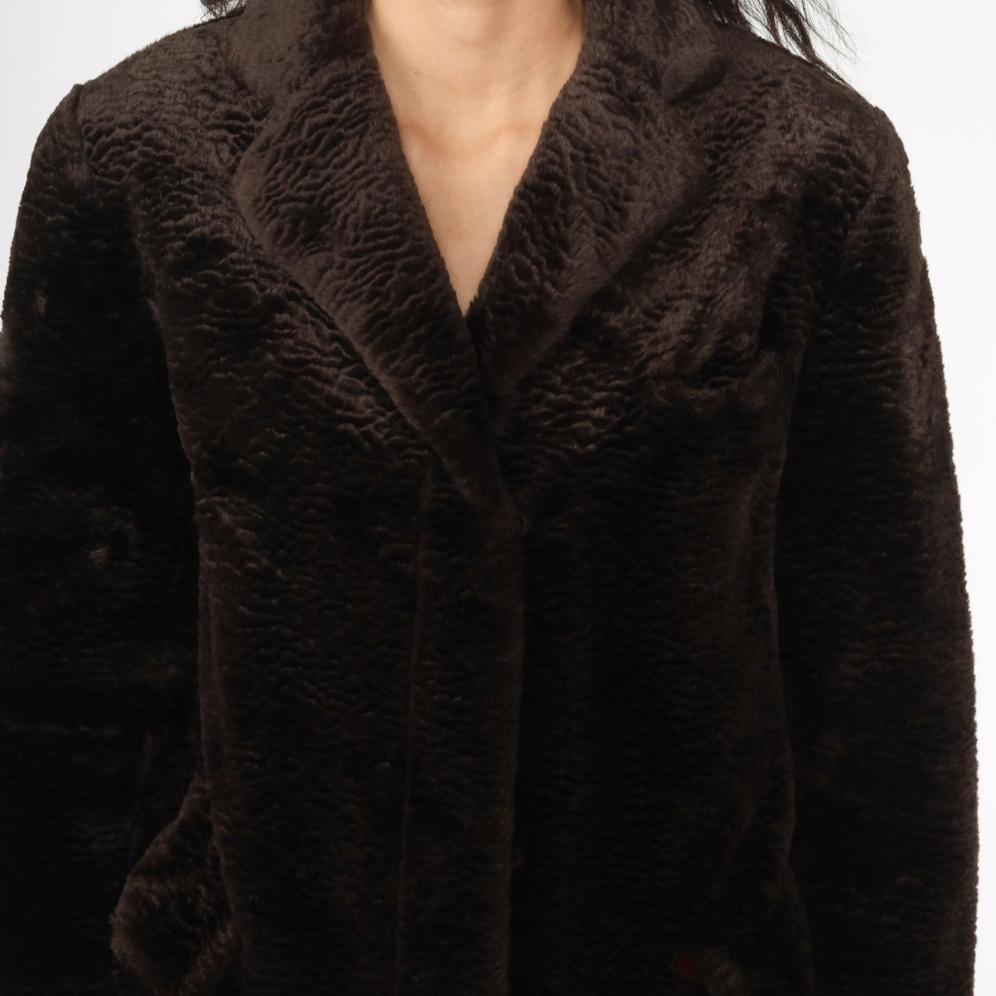 90s Brown Faux Fur Jacket Y2K Winter Coat Extra Small XS