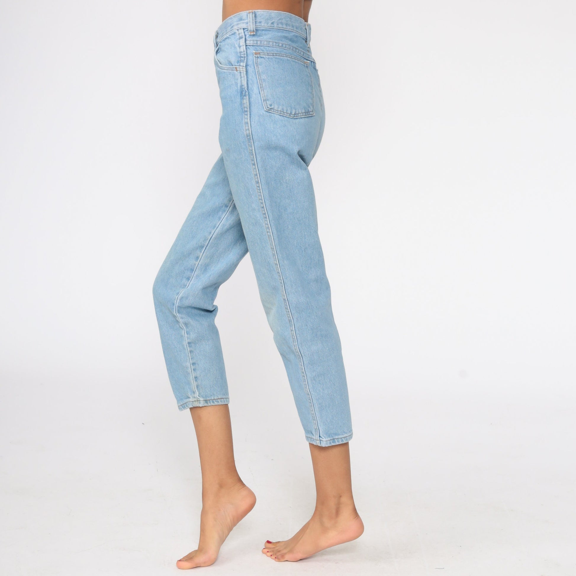 80s Maverick Mom Jeans Stone Wash Blue Denim Mid Rise Small 26