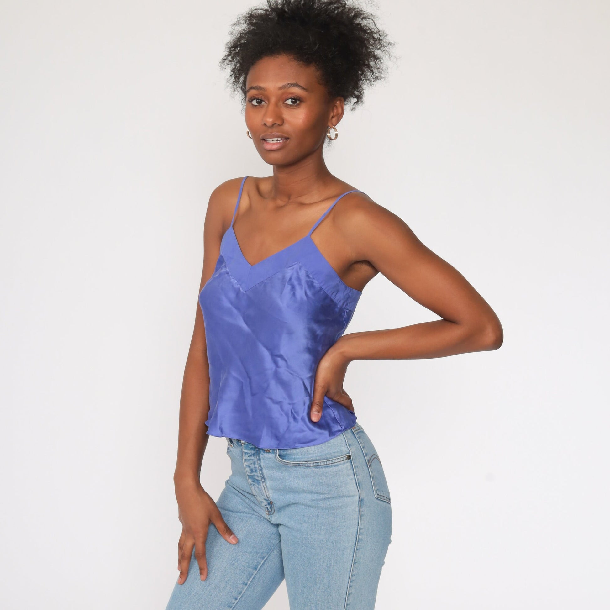 90s Purple Silk Camisole Tank Top Lingerie Small