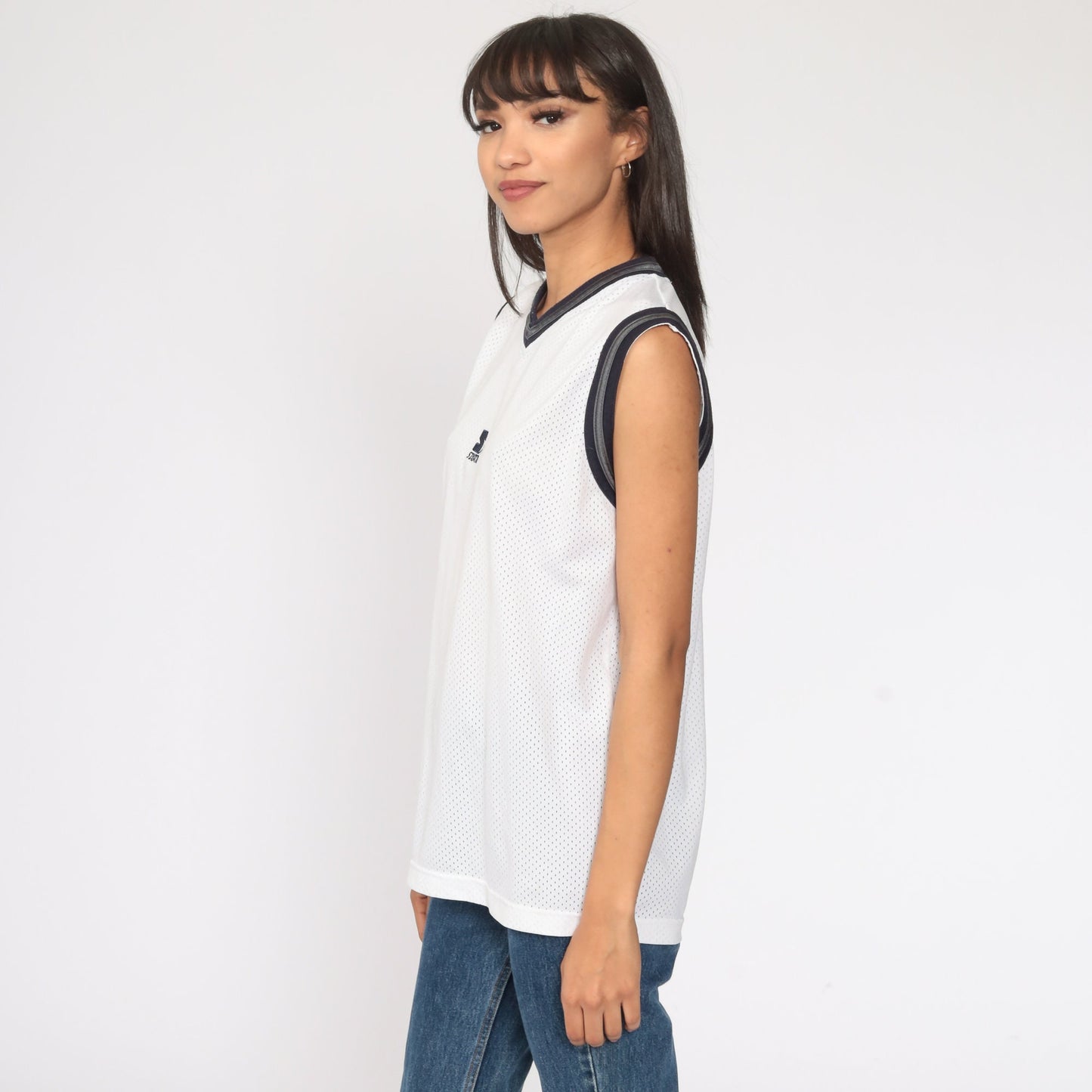 90s Starter Mesh Tank Top White Sports Jersey Small