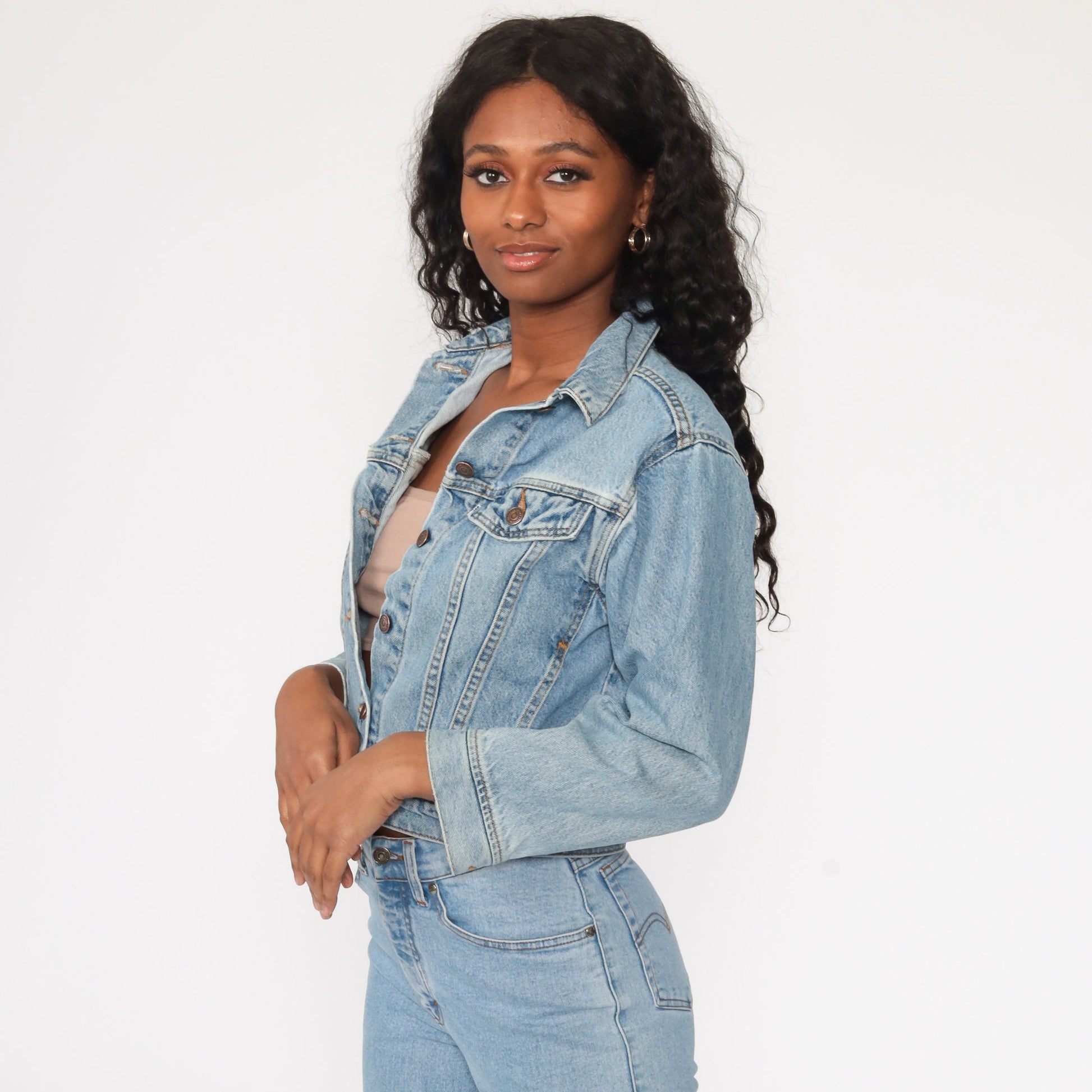 80s Levis Denim Trucker Jacket Blue Youth Large 2XS