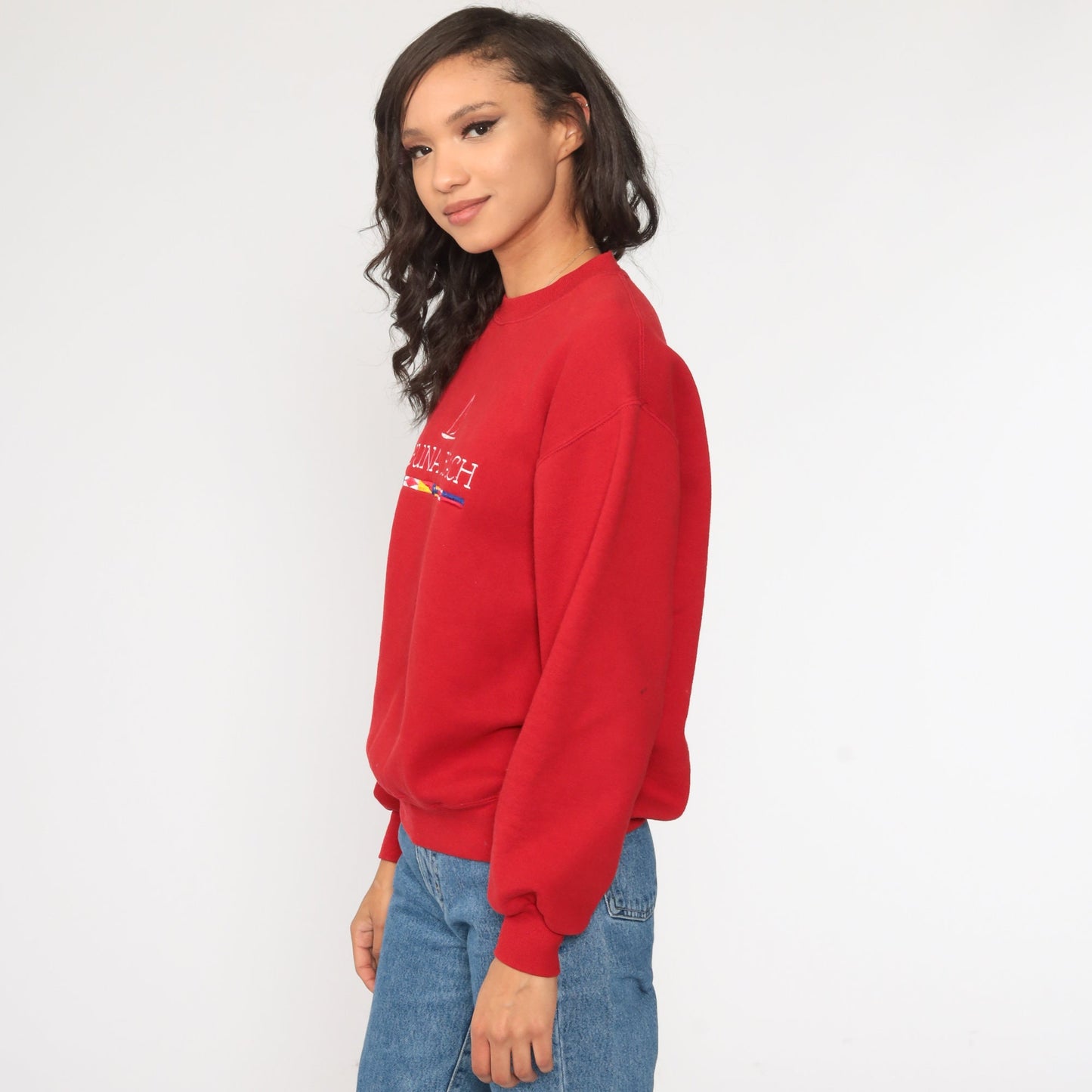 90s Laguna Beach Sailboat Sweatshirt Faded Red California Crewneck Medium