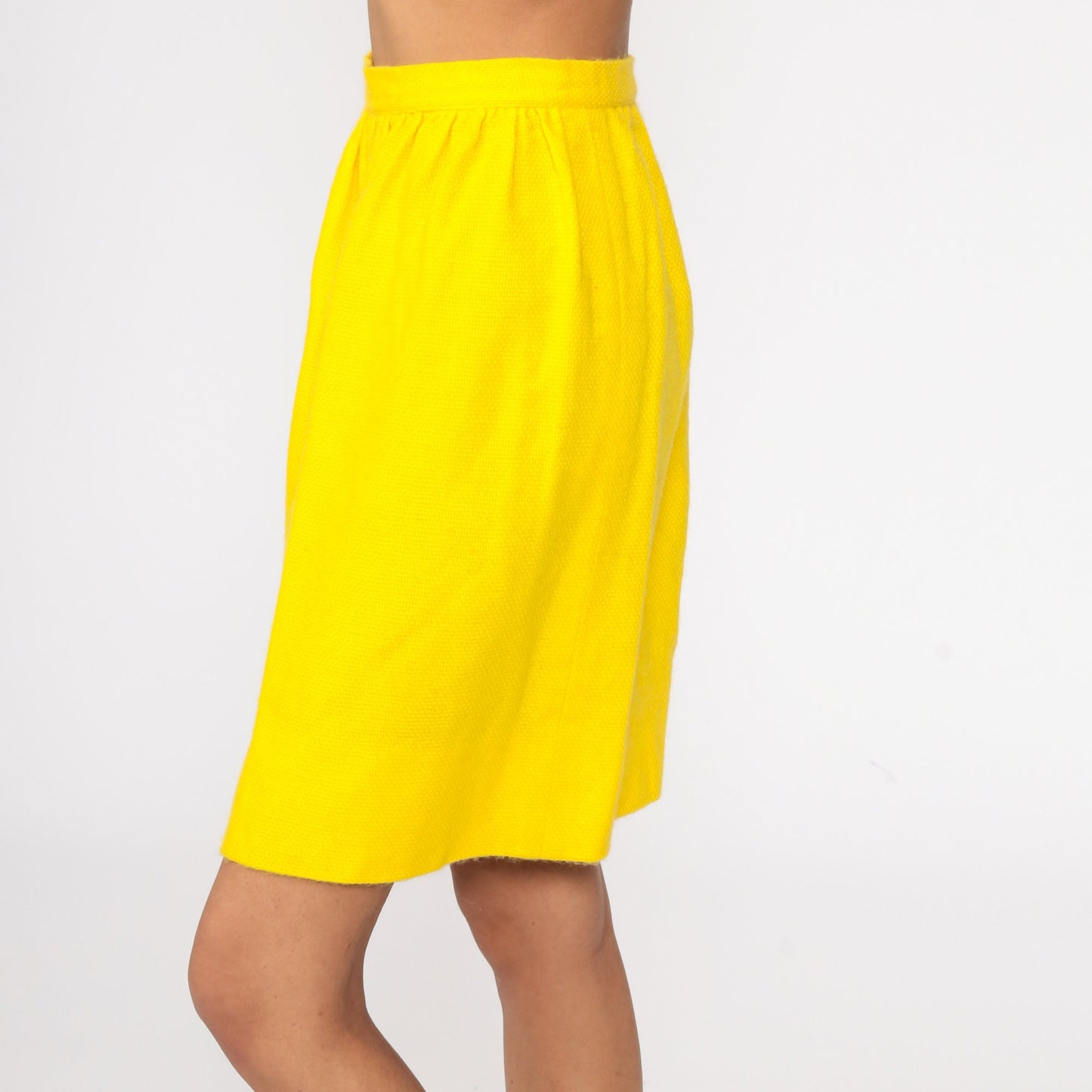 60s Yellow High-Waisted Mini Skirt Mod Preppy Extra Small