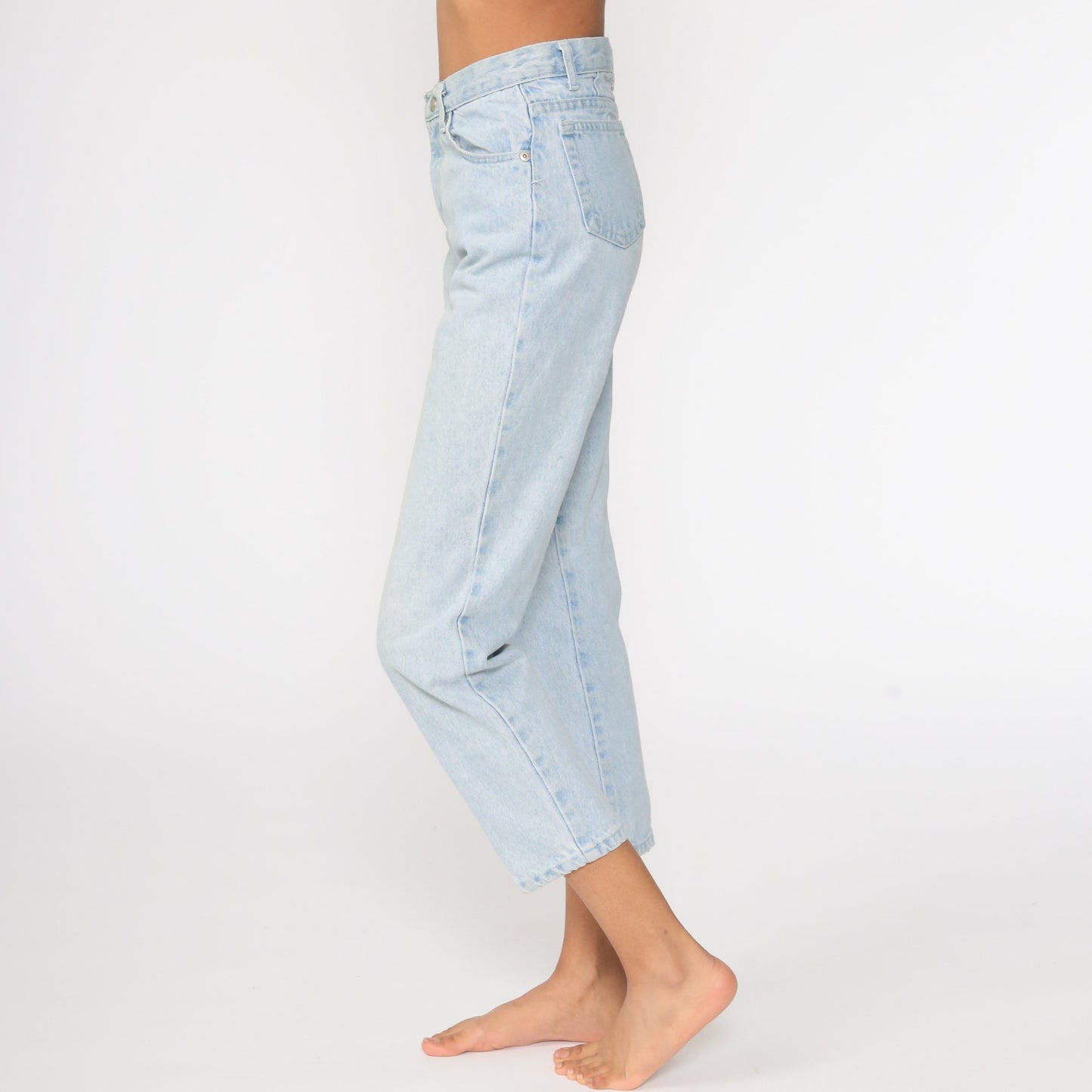 90s High Rise Tapered Denim Jeans Blue Vintage Mom Jeans Small 26