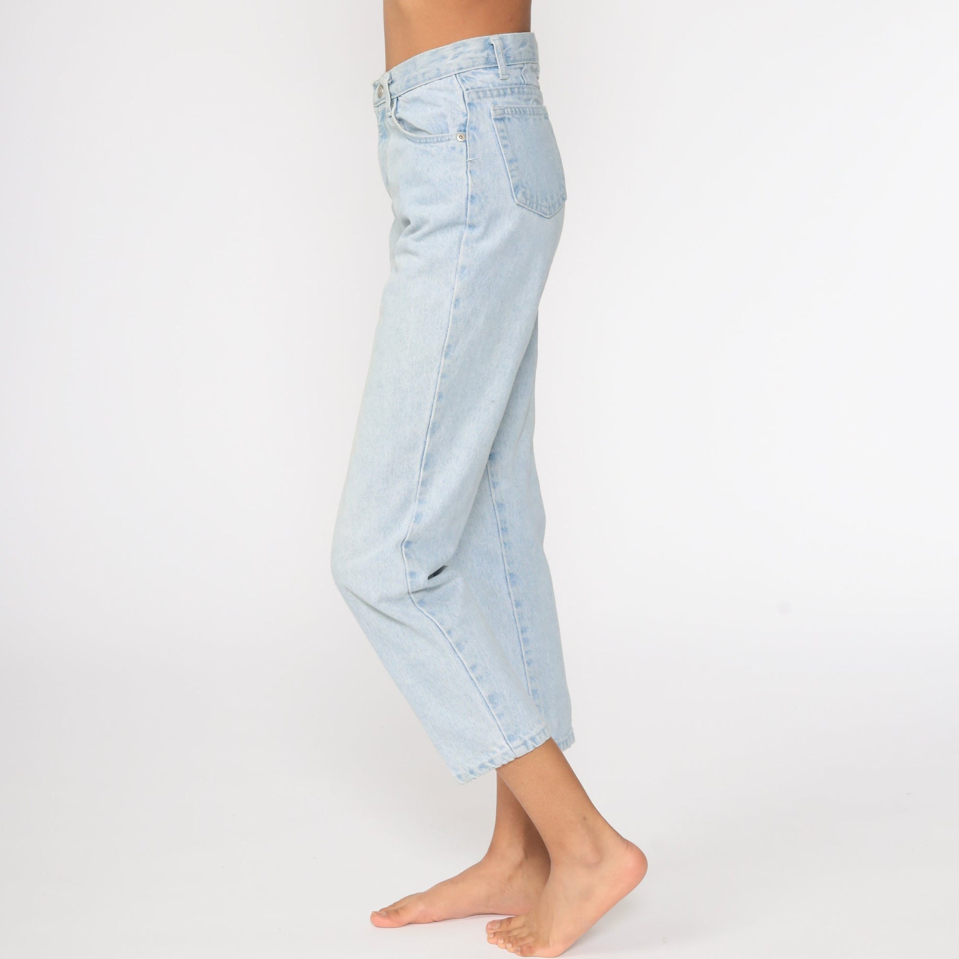 90s High Rise Tapered Denim Jeans Blue Vintage Mom Jeans Small 26