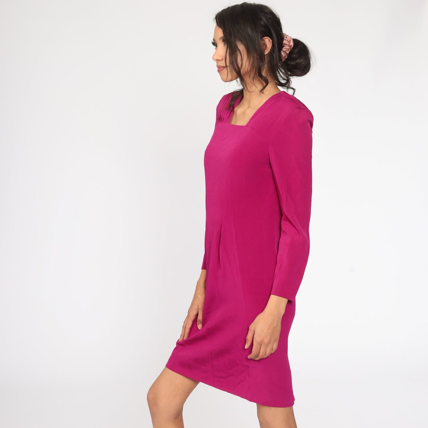 90s Liz Claiborne Pink Mini Sheath Dress Long Sleeve Small
