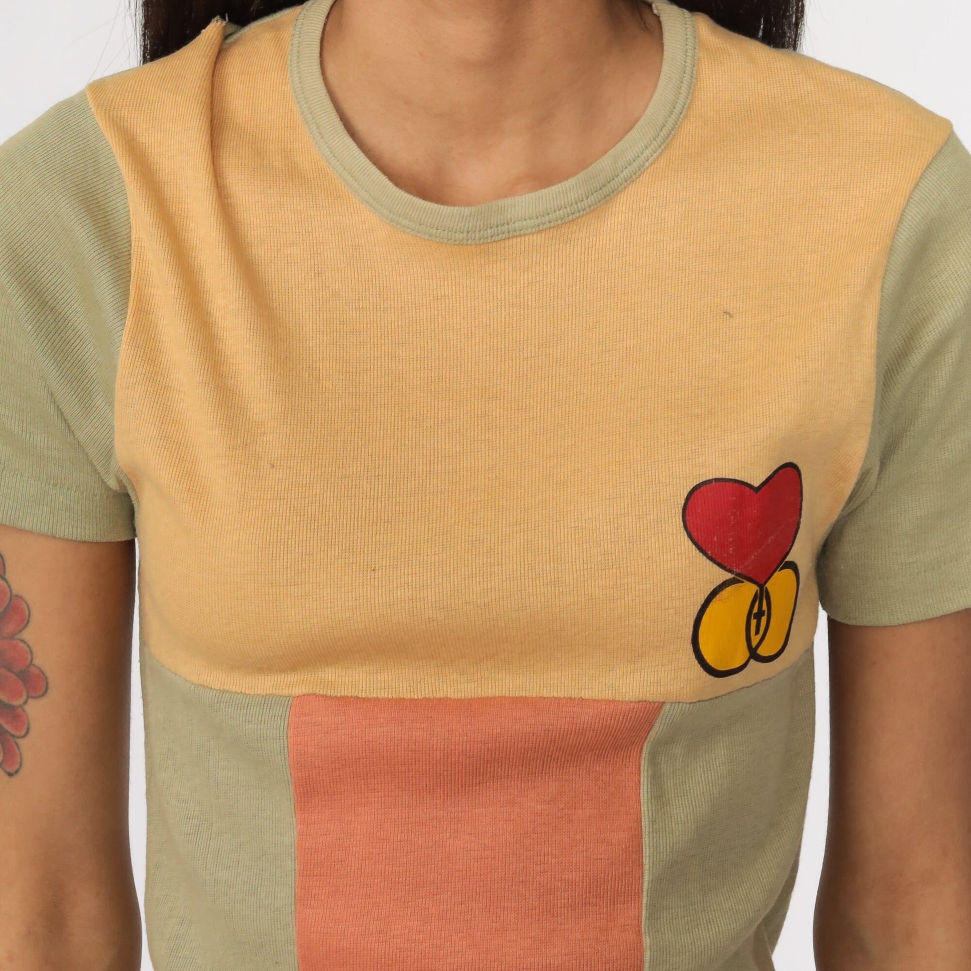 70s Christian Marriage Encounter Graphic Ringer Tee Heart Print Small