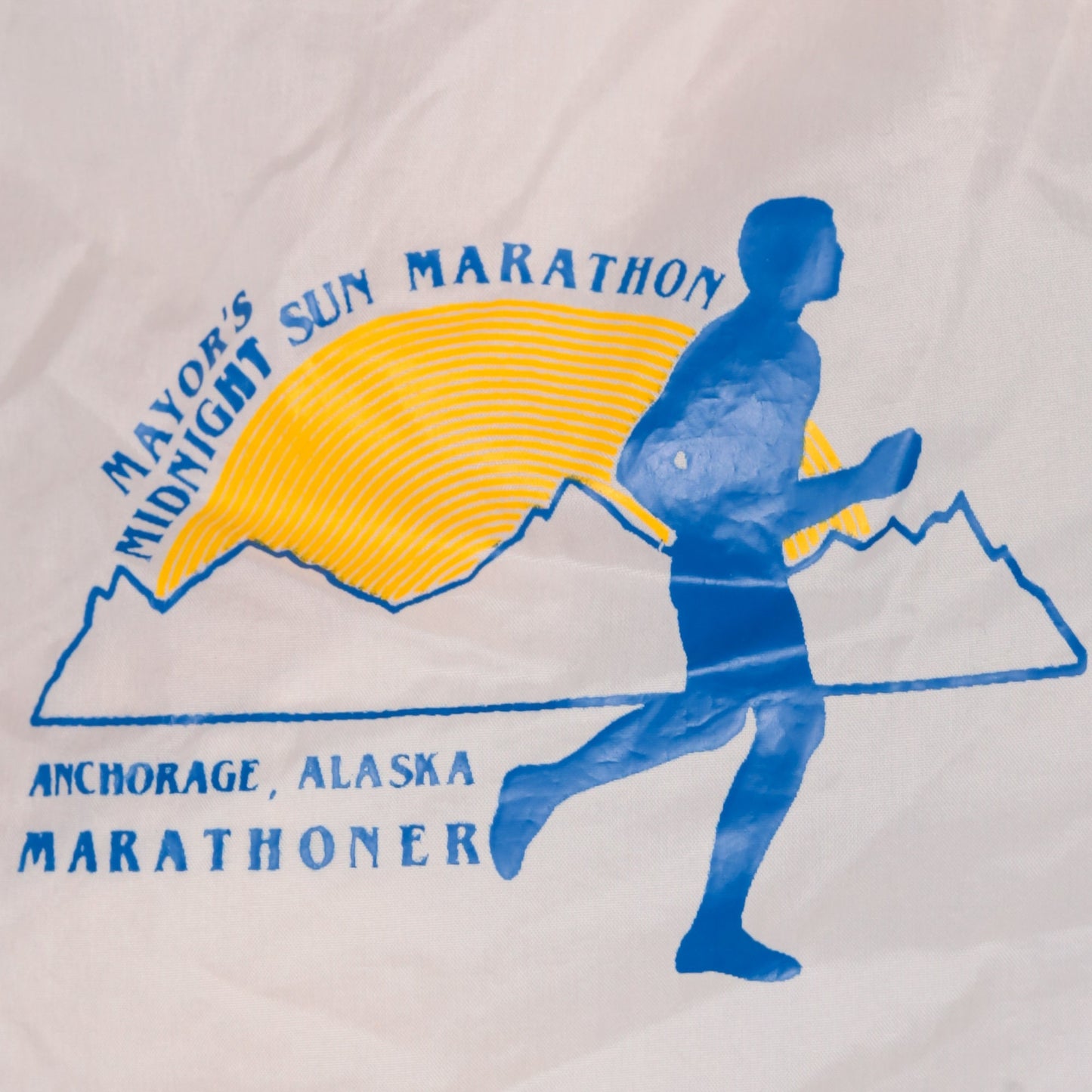 80s Anchorage Alaska Marathon Hooded Half-Zip Windbreaker White Small