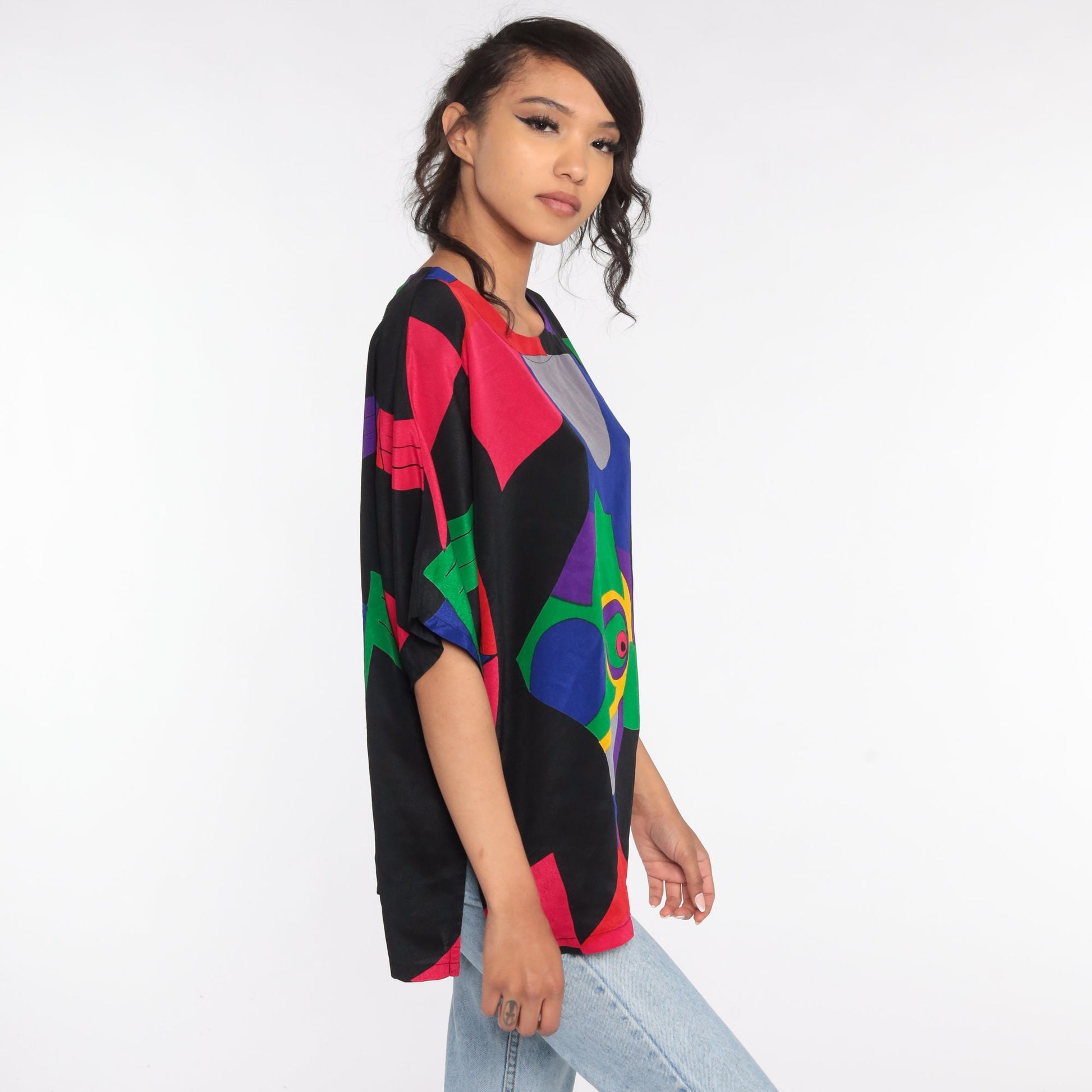 90s Abstract Bird Graphic T-Shirt Tropical Tee Small Medium