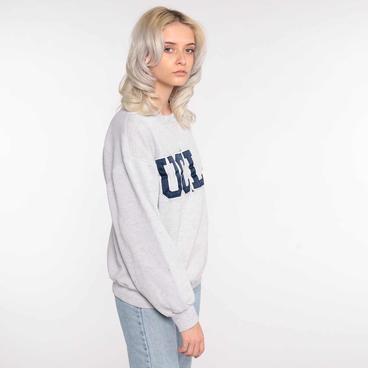 90s UCLA Sweatshirt Distressed Grey Graphic Russell Large
