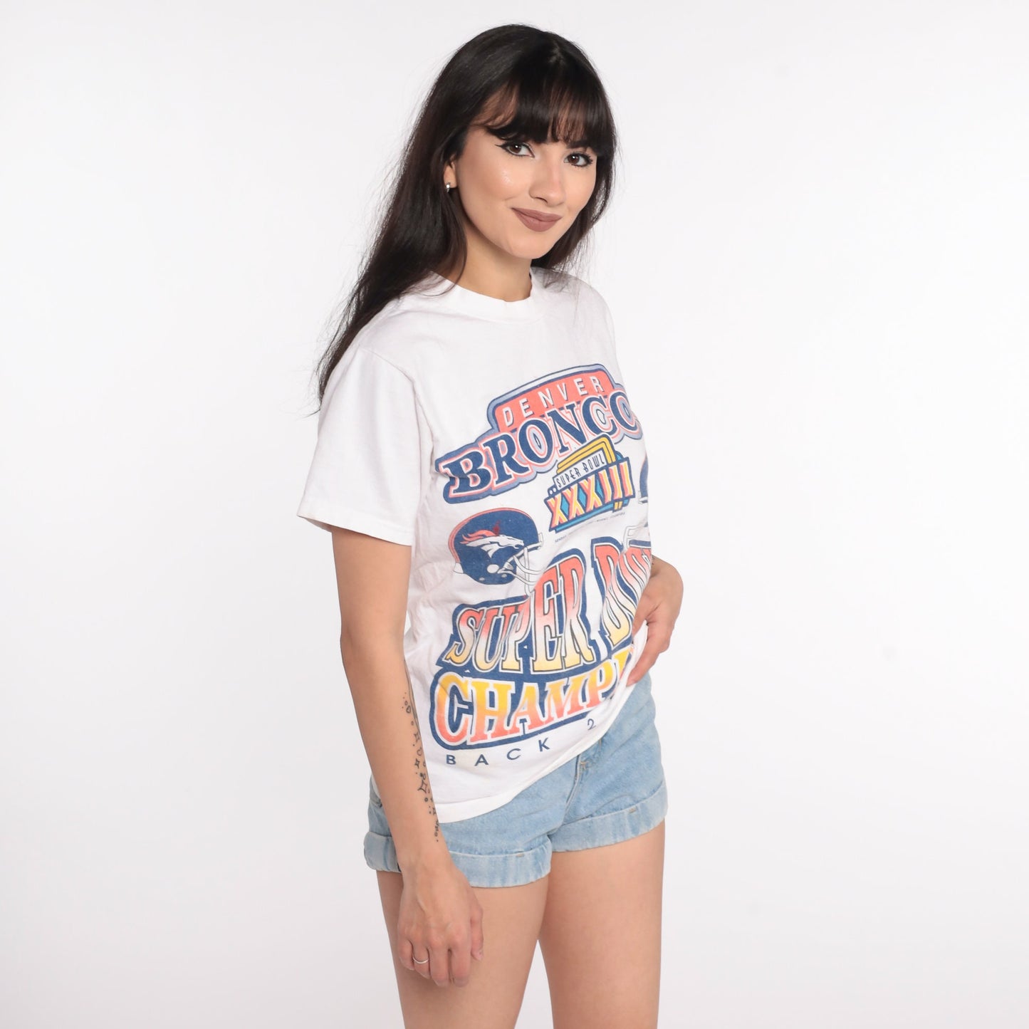 1999 Denver Broncos Super Bowl XXXIII NFL Graphic Tee Cotton Extra Small