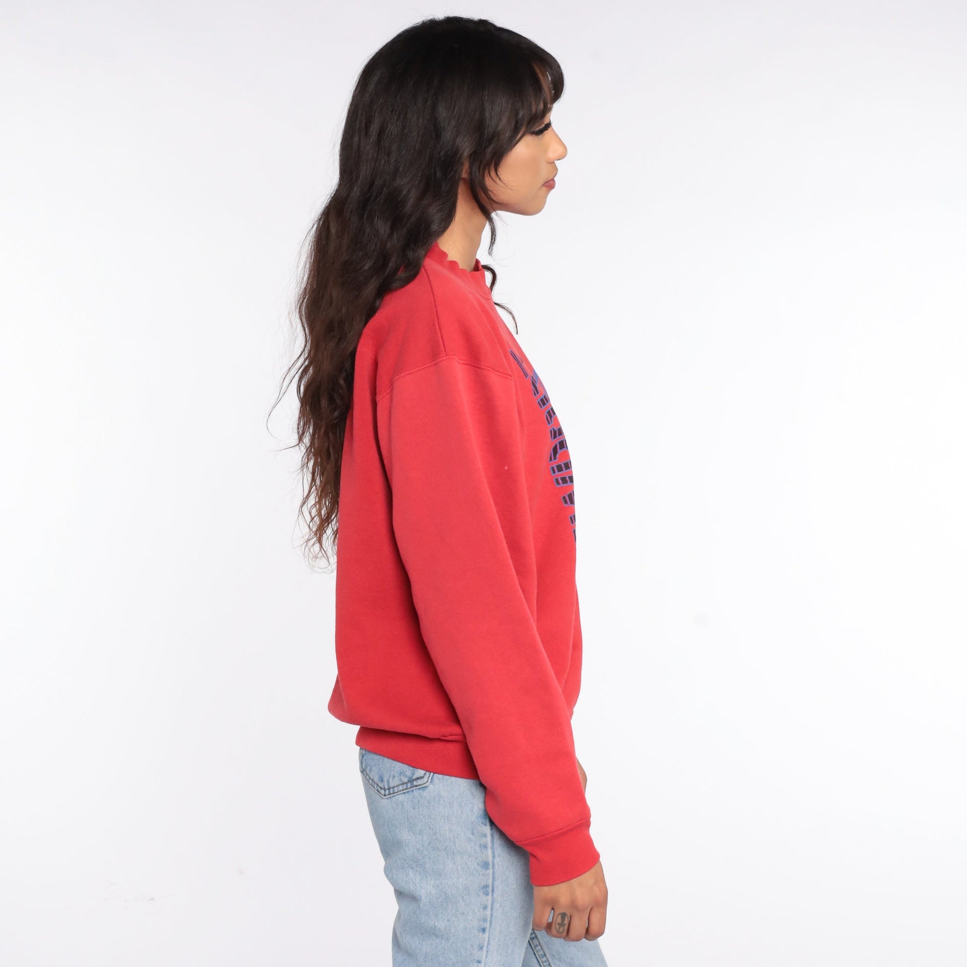 90s Newport Beach California Sweatshirt Red Graphic Crewneck Medium