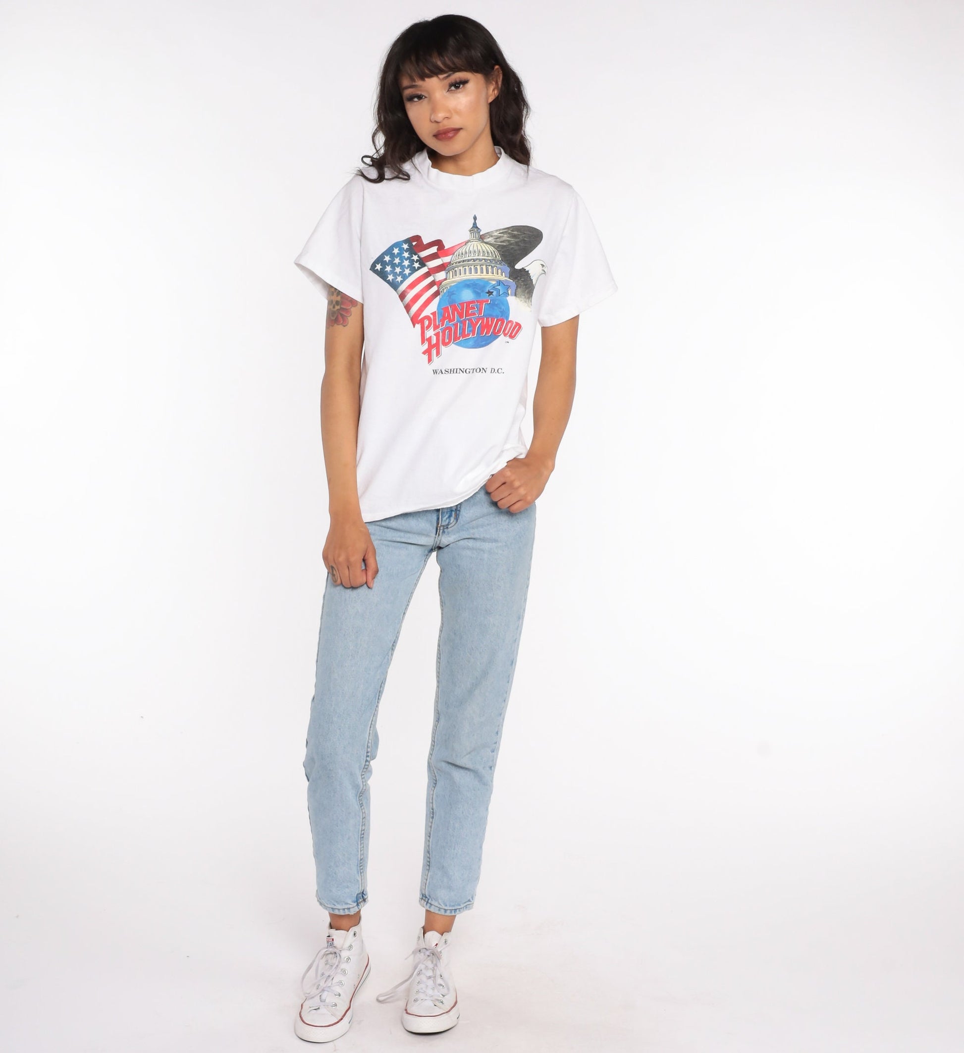 90s Planet Hollywood Washington DC Graphic Tee White Cotton Small