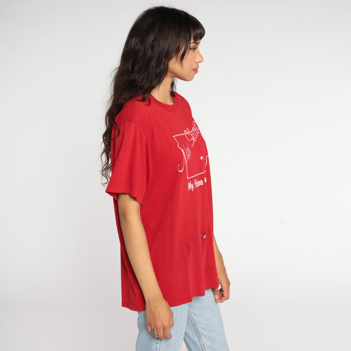 80s New Sharon Iowa Graphic T-Shirt Single Stitch Red Extra Large