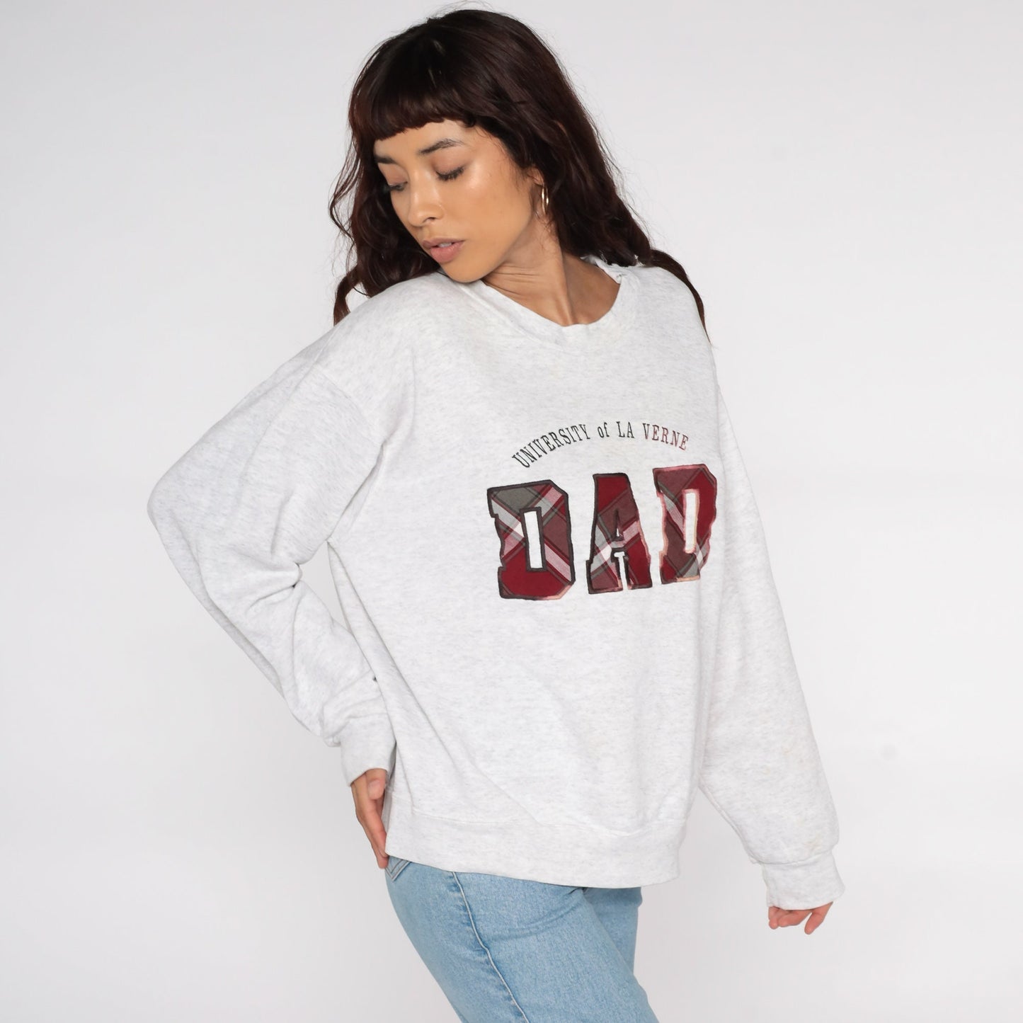 90s University of La Verne Dad Sweatshirt Distressed Graphic Crewneck Large