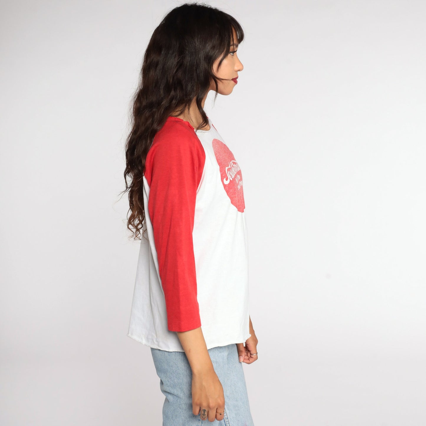 80s Jesus Christ He's The Real Thing Raglan T-Shirt Cotton Medium Large
